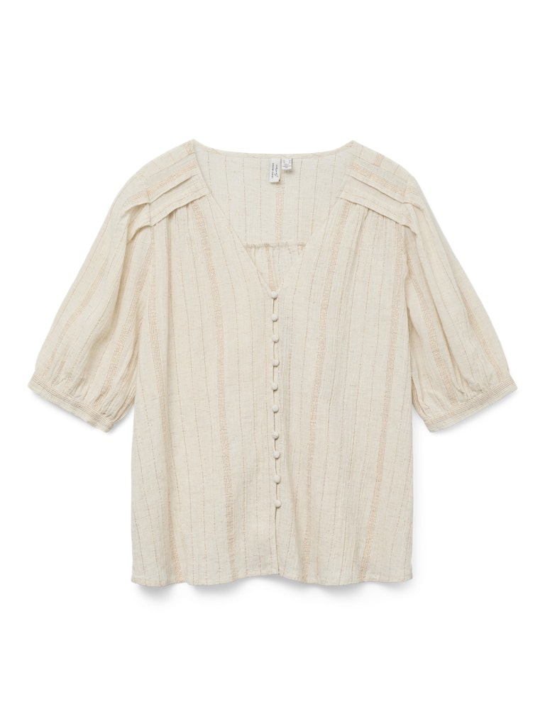 Vero Moda vmdahlia s/s v-neck shirt wvn btq 10329115 pumice stone