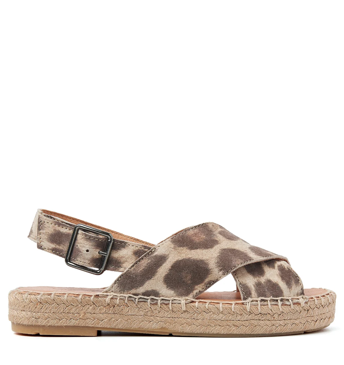 Via Vai mondi isabella met panterprint platte sandalen dames