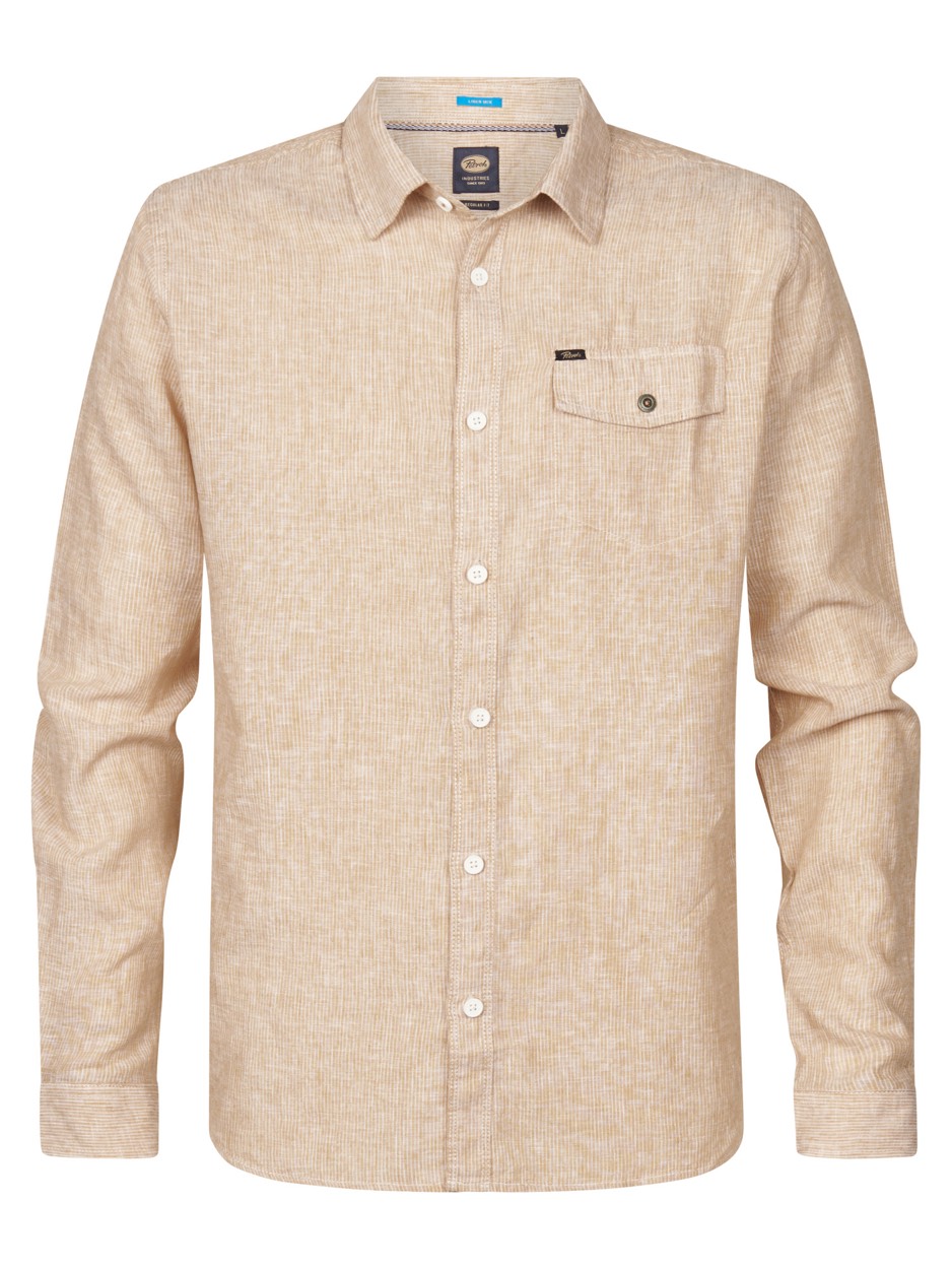 Petrol Industries Men shirt long sleeve uni zand dessin