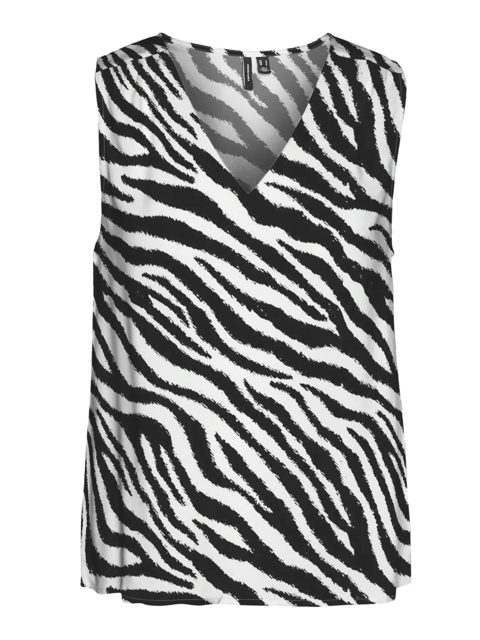 Vero Moda Vmeasy joy sl v-neck top wvn ga ecru dessin