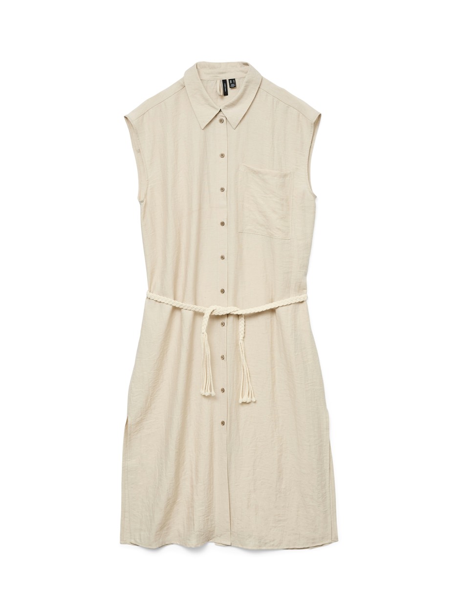 Vero Moda Vmheaven belt calf shirt dress wvn zand
