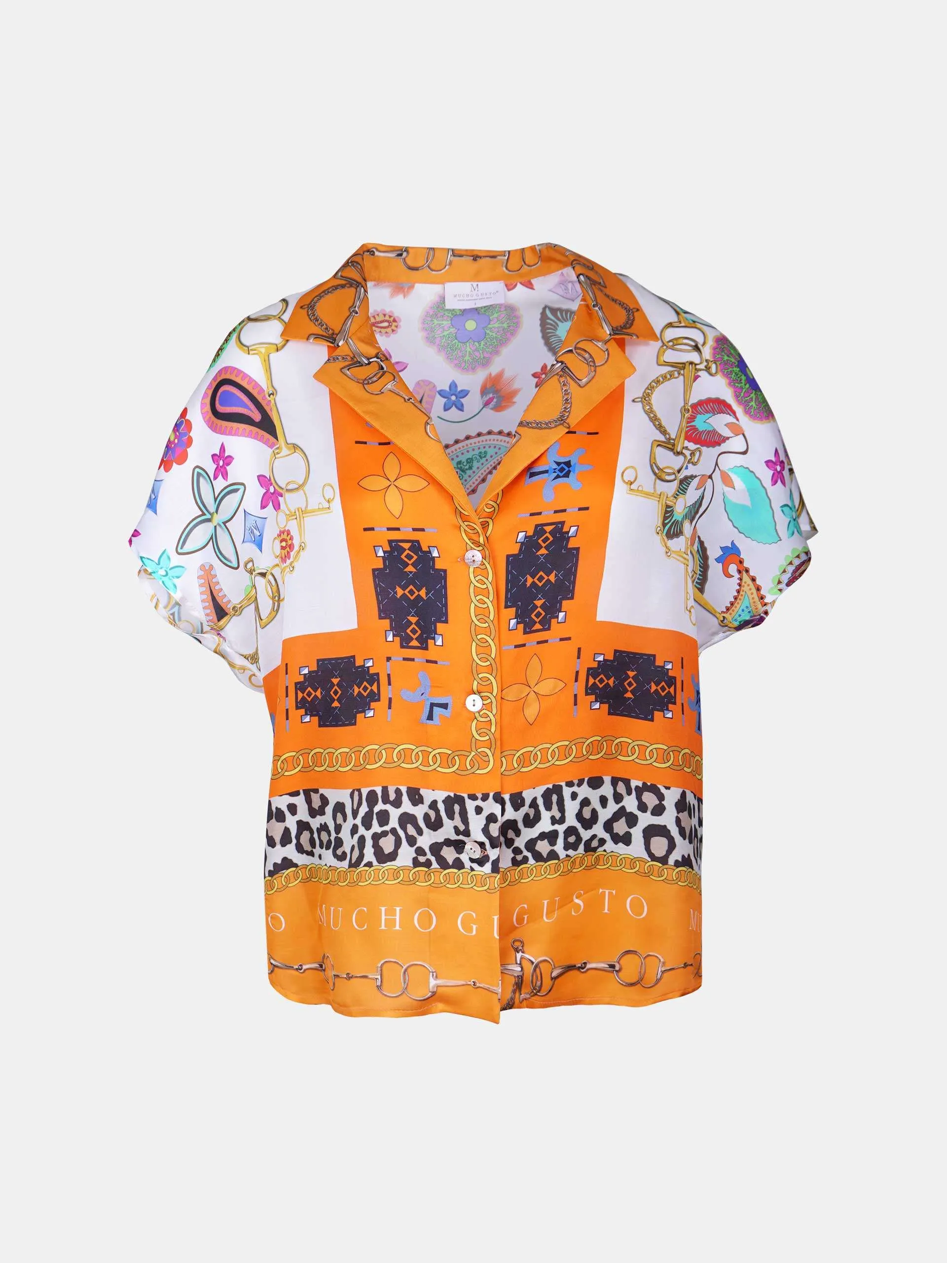 Mucho Gusto  blouse giuliani oranje luipaardprint