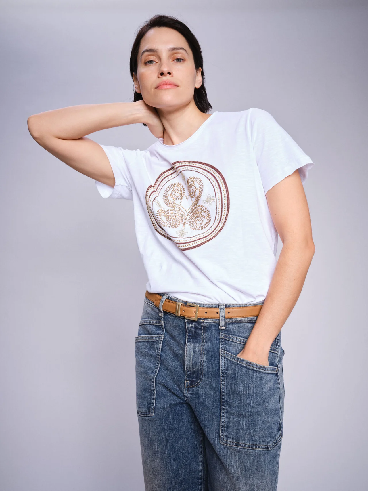 Mos Mosh 168100 mmzano o-ss embroidery tee