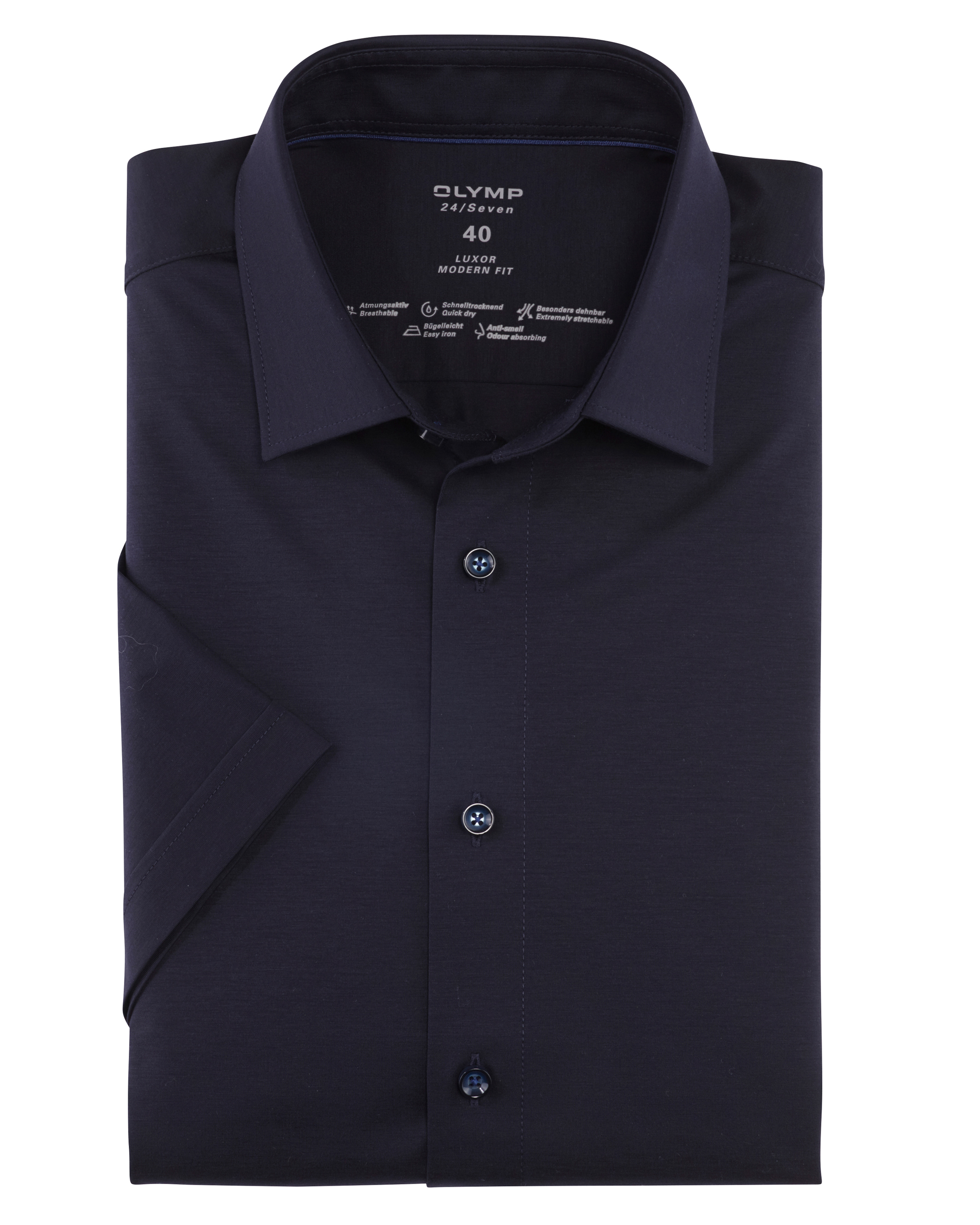 Olymp 24/seven modern fit overhemd met korte mouwen