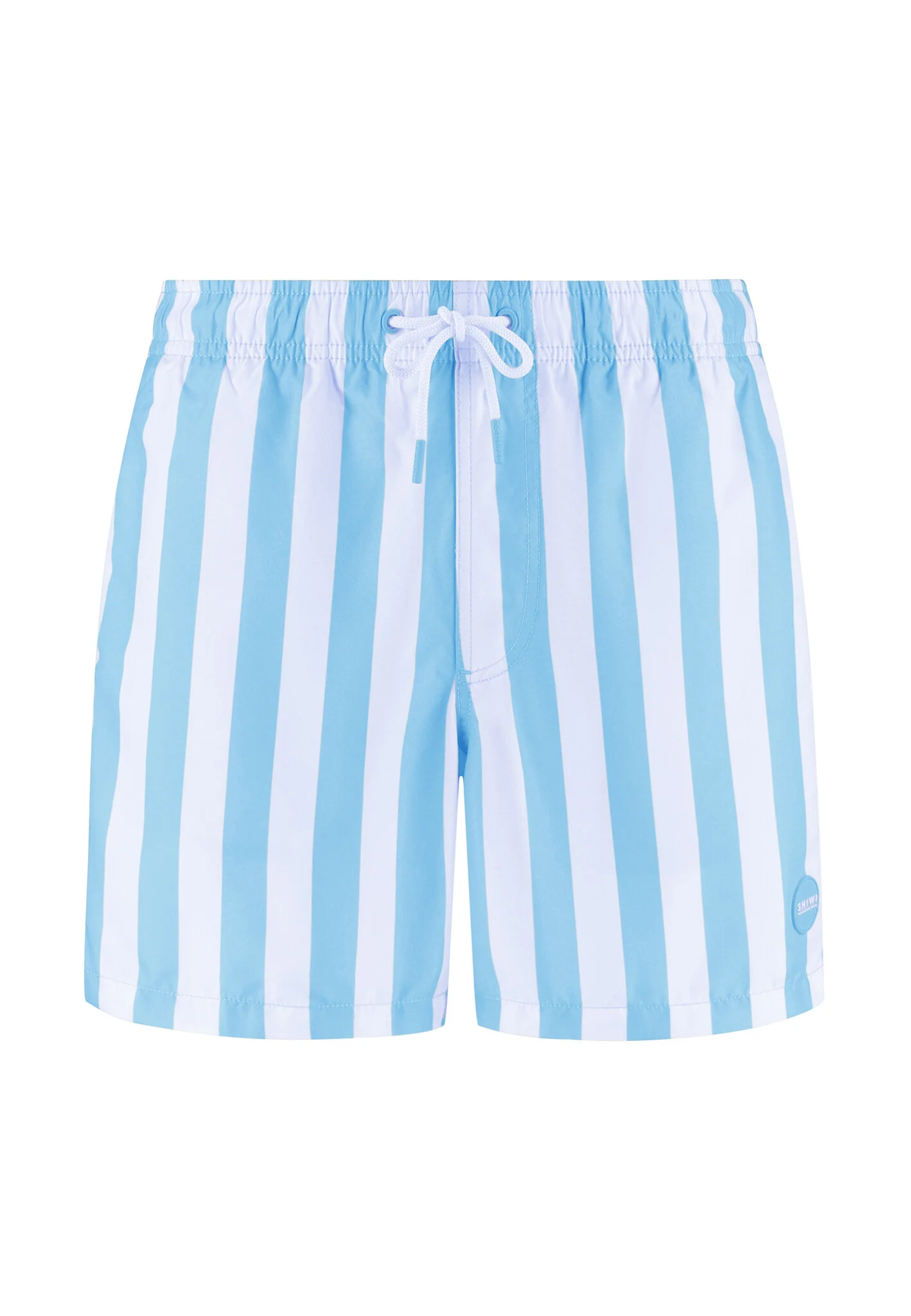 Shiwi Heren zwemshort broad stripe lichtblauw/wit