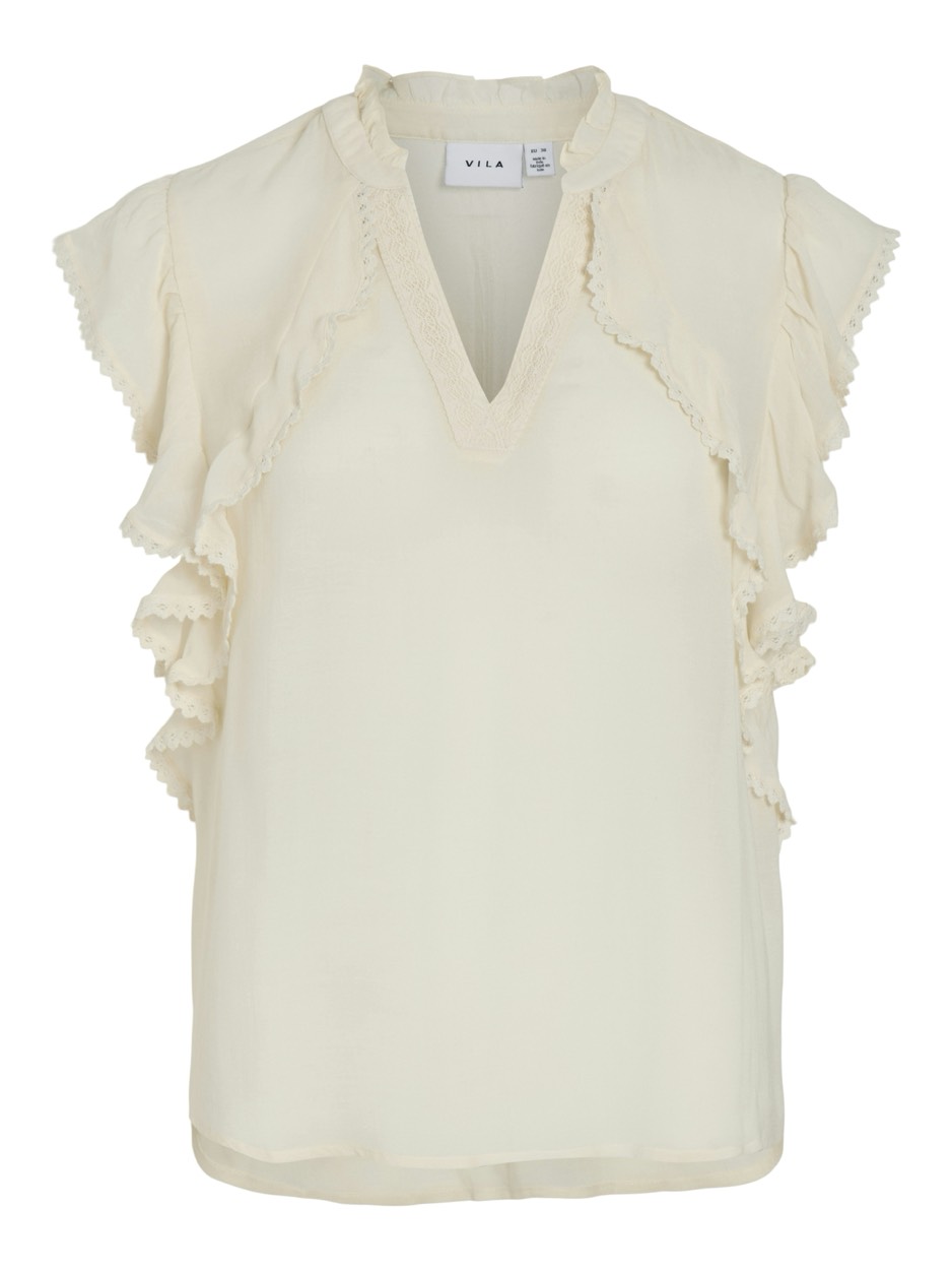 Vila Vivillas v-neck cp top ecru