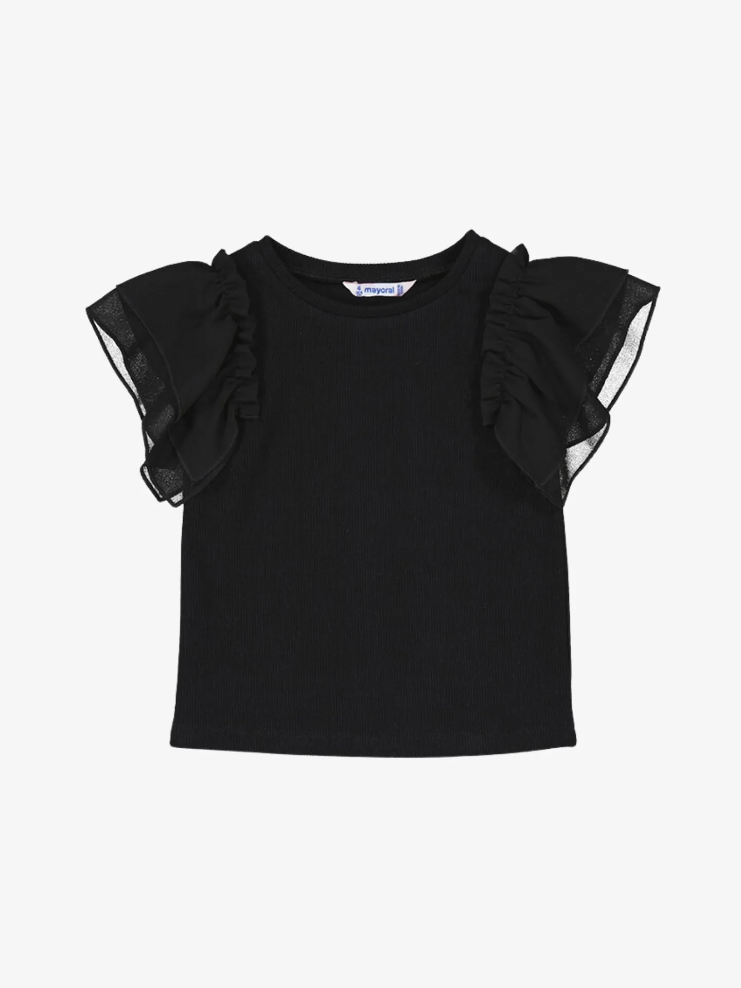 Mayoral Meisjes t-shirt ruches zwart
