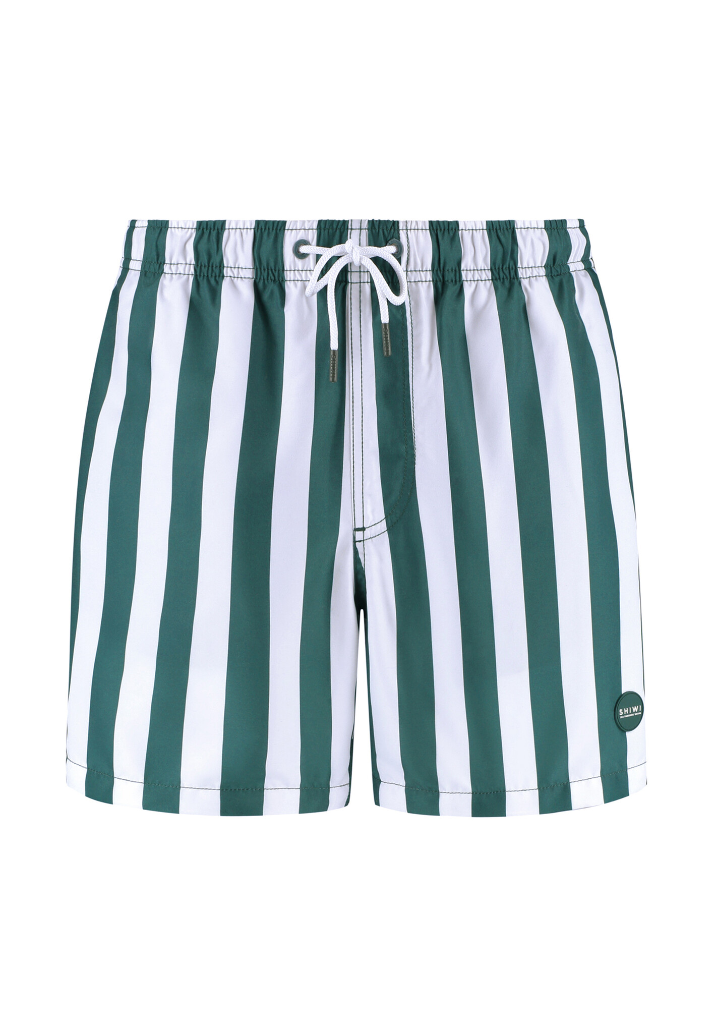 Shiwi Heren zwemshort broad stripe donkergroen/wit