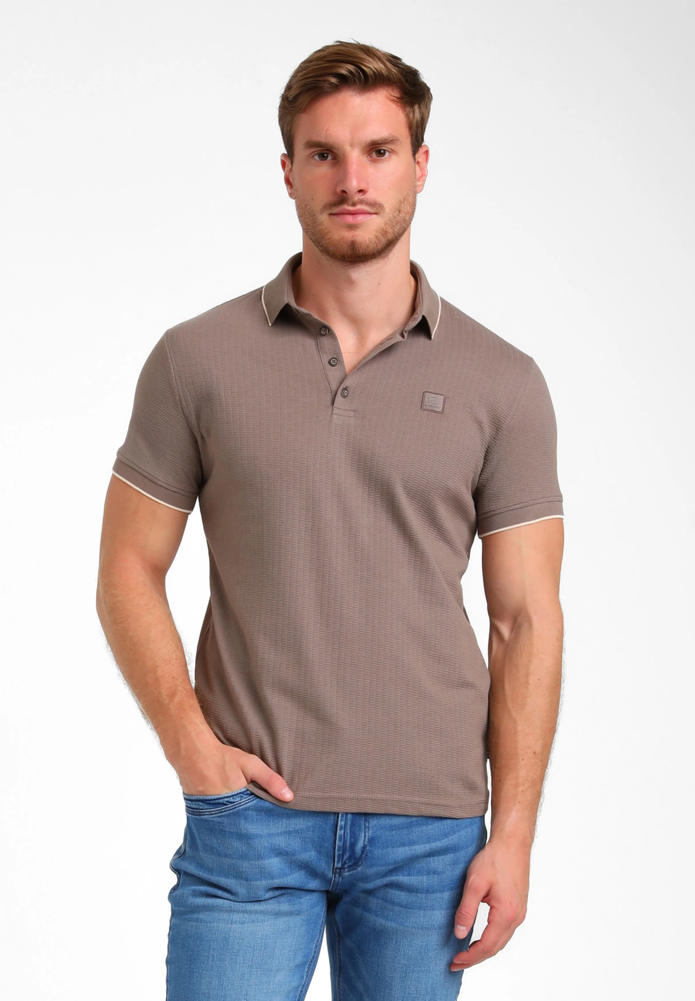 Gabbiano Heren polo 235923 5997 desert taupe