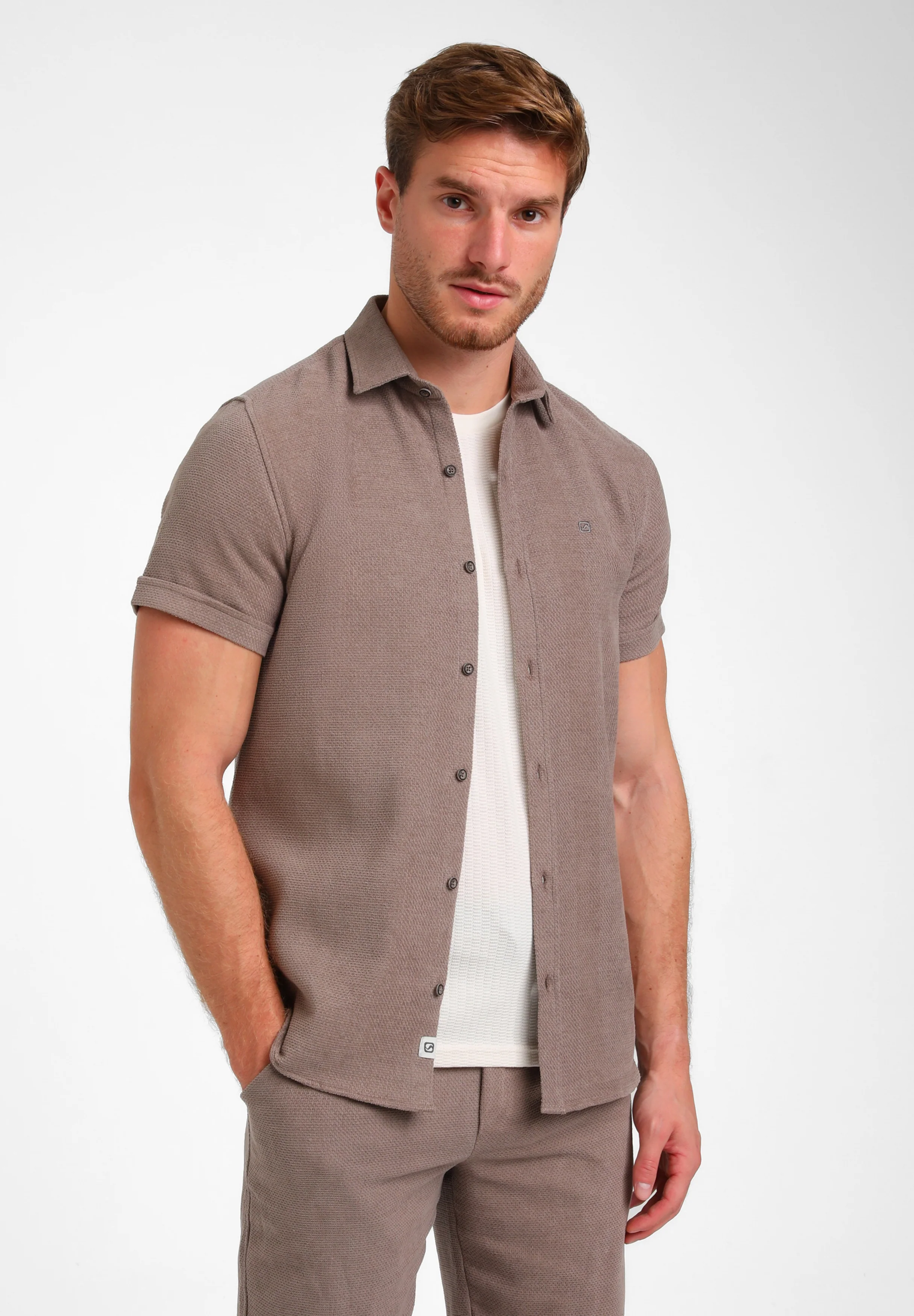 Gabbiano Heren overhemd 335936 5997 desert taupe