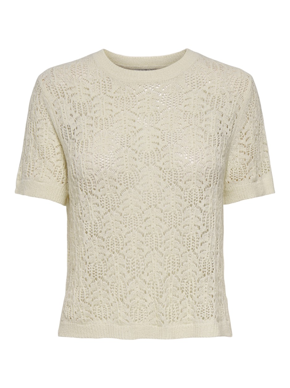 Jacqueline de Yong Jdykofi bayo ss o-neck pullover kn ecru