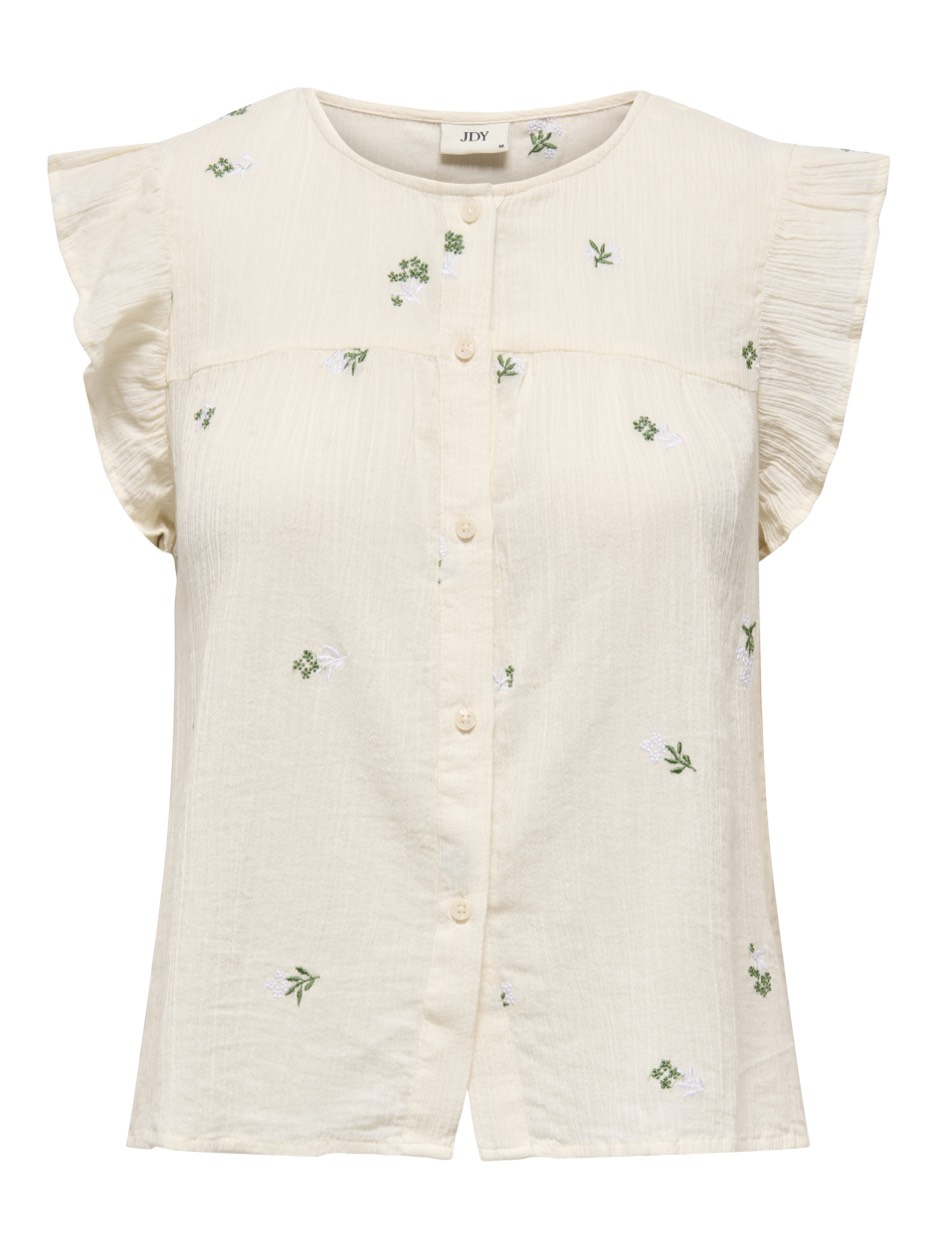 Jacqueline de Yong Jdyalba sl frill shirt ecru