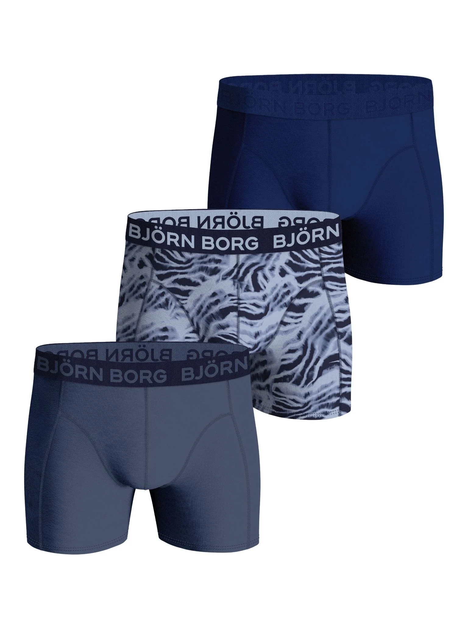 Björn Borg Björn borg cotton stretch boxershorts 3-pack – navy, blauw & print