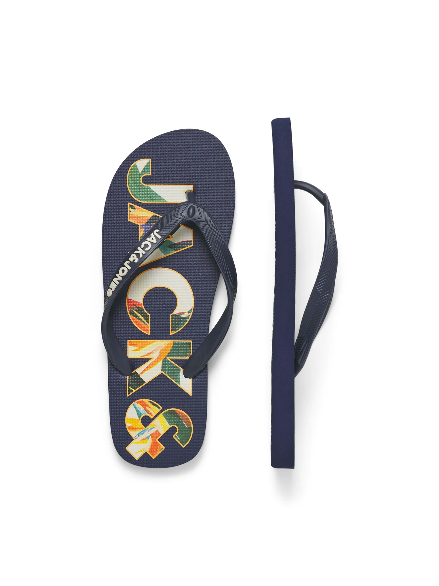 Jack & Jones Heren teenslippers jfwlogo palm print blauw