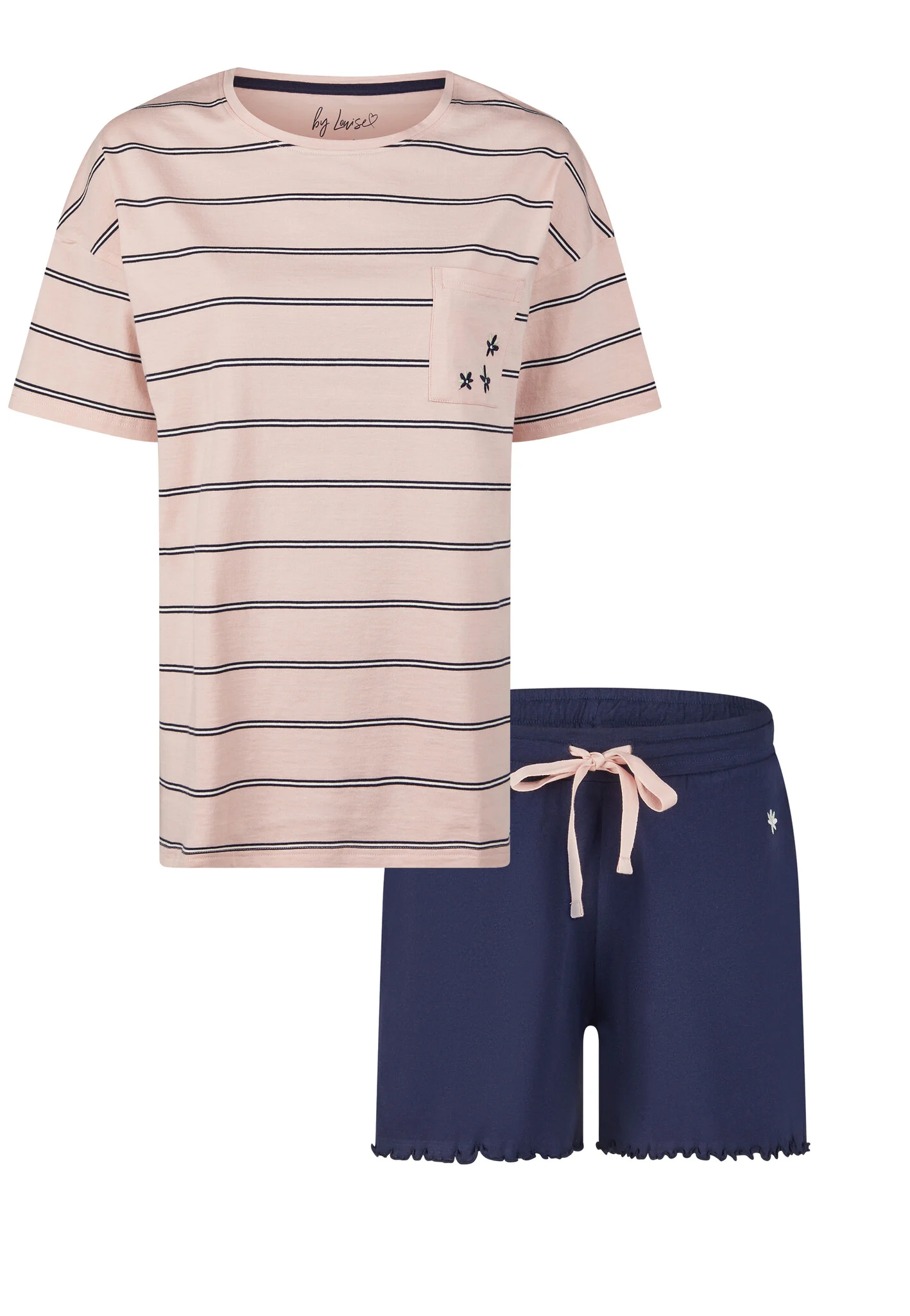 By Louise Dames korte pyjama set shortama roze
