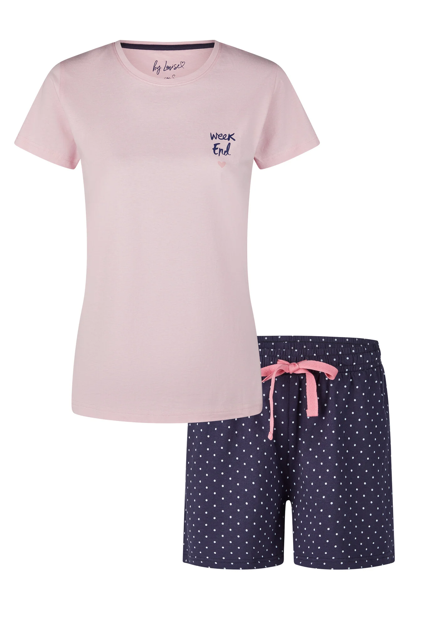 By Louise Dames korte pyjama set shortama roze weekend