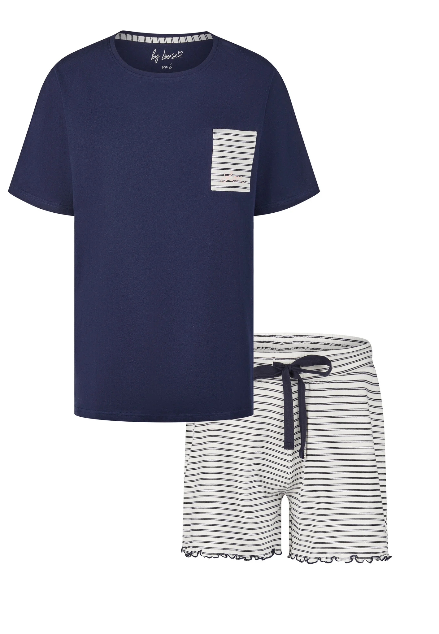 By Louise Dames korte pyjama set shortama blauw