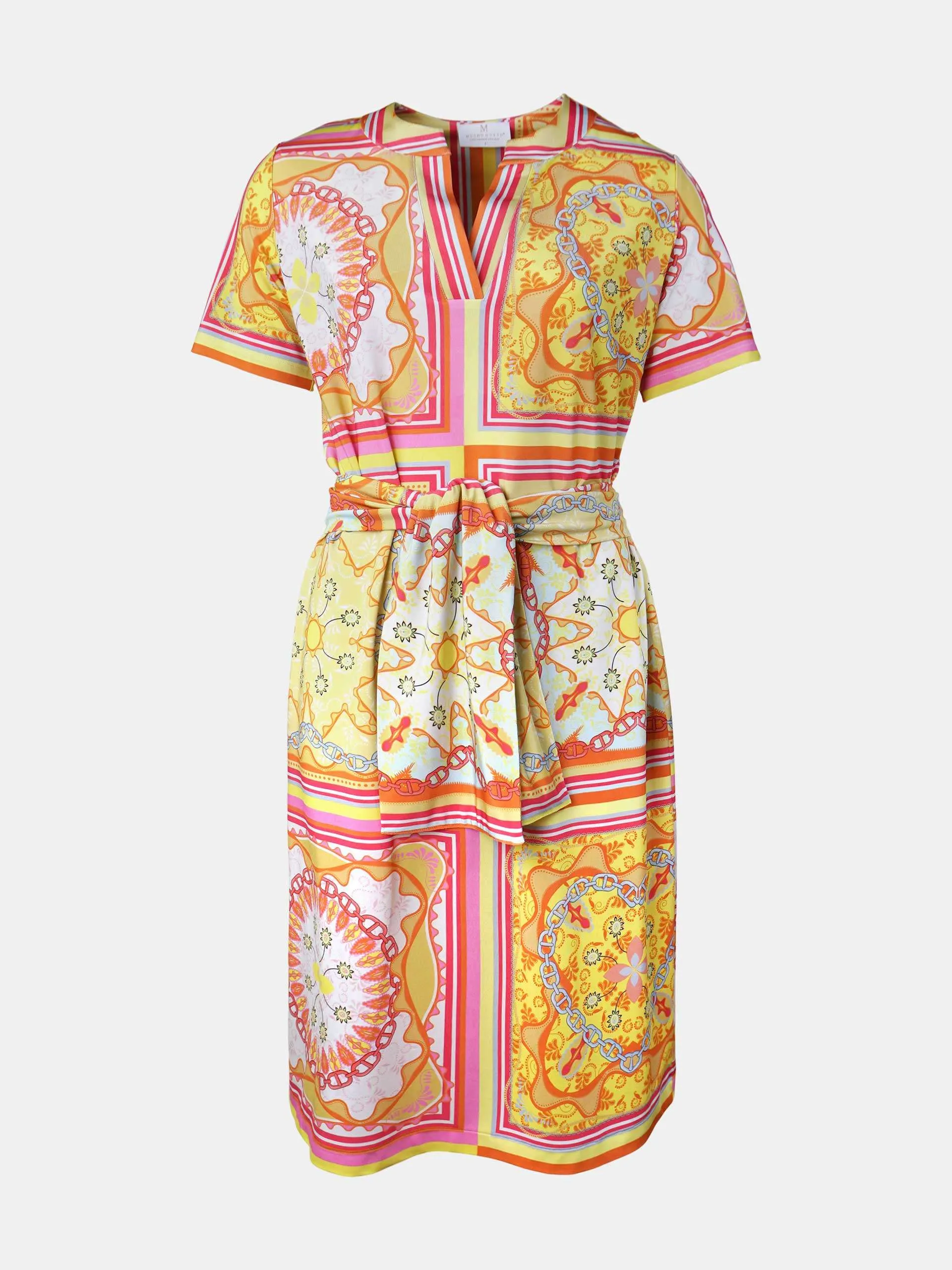 Mucho Gusto  jurk paros geel oranje hart print