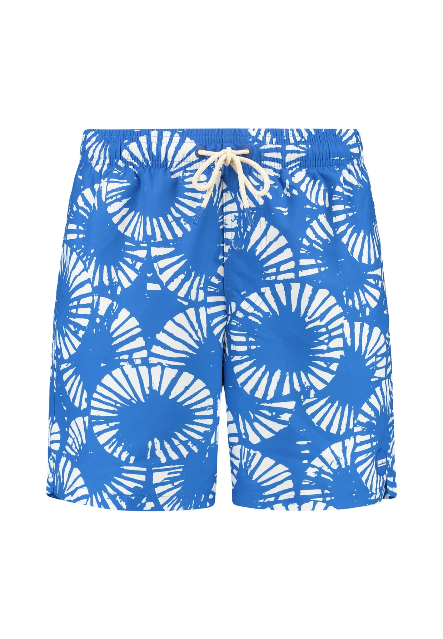 Shiwi Heren zwemshort mike 7″ gerimpelde print blauw/wit