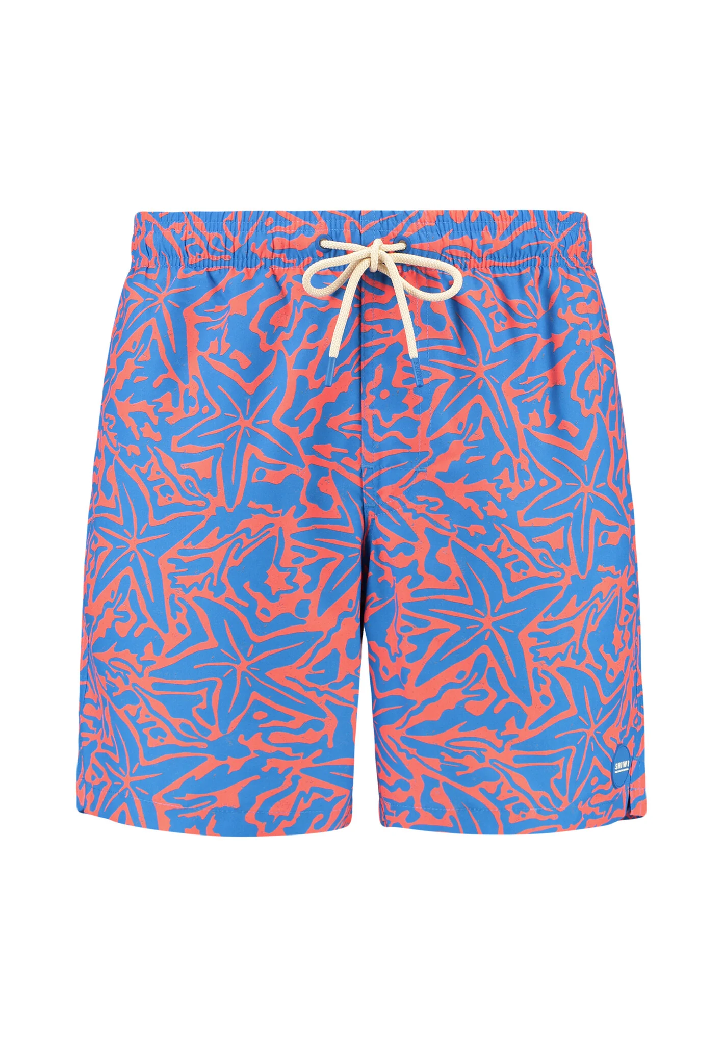 Shiwi Heren zwemshort mike 7″ zeester print blauw/oranje