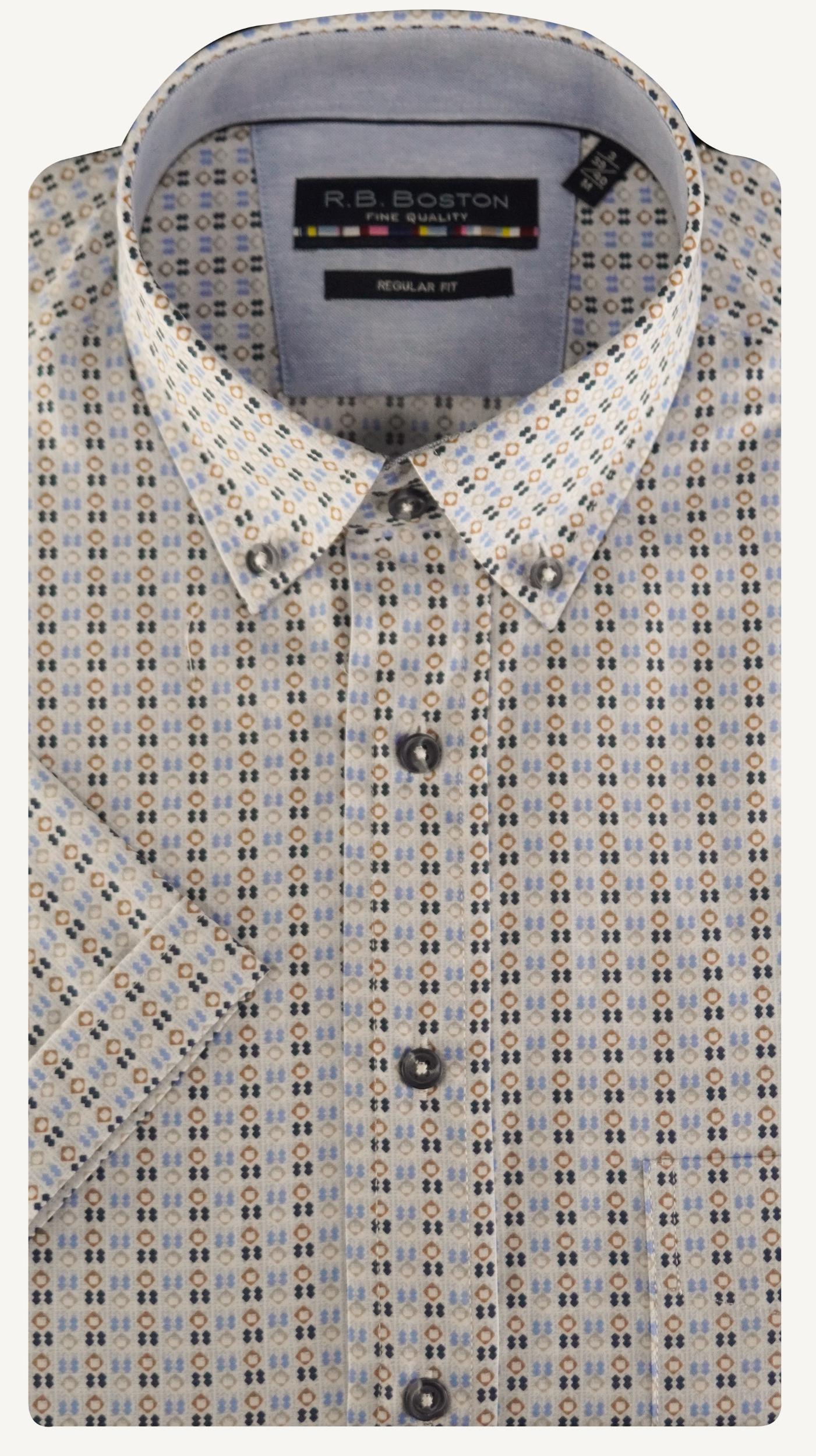 R.B. Boston Casual hemd korte mouw regular fit in licht 516670/609