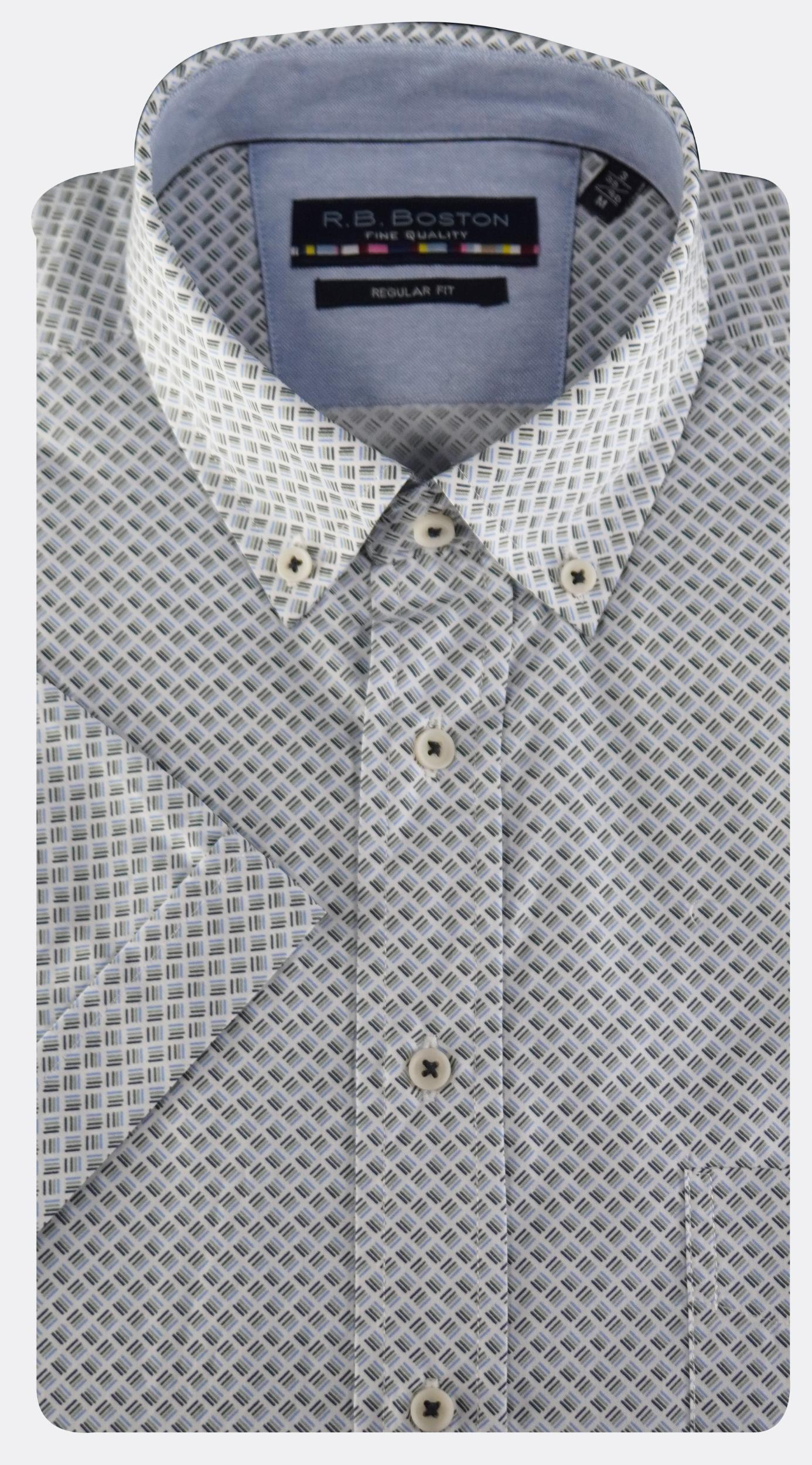 R.B. Boston Casual hemd korte mouw regular fit met fijne print 516670/732