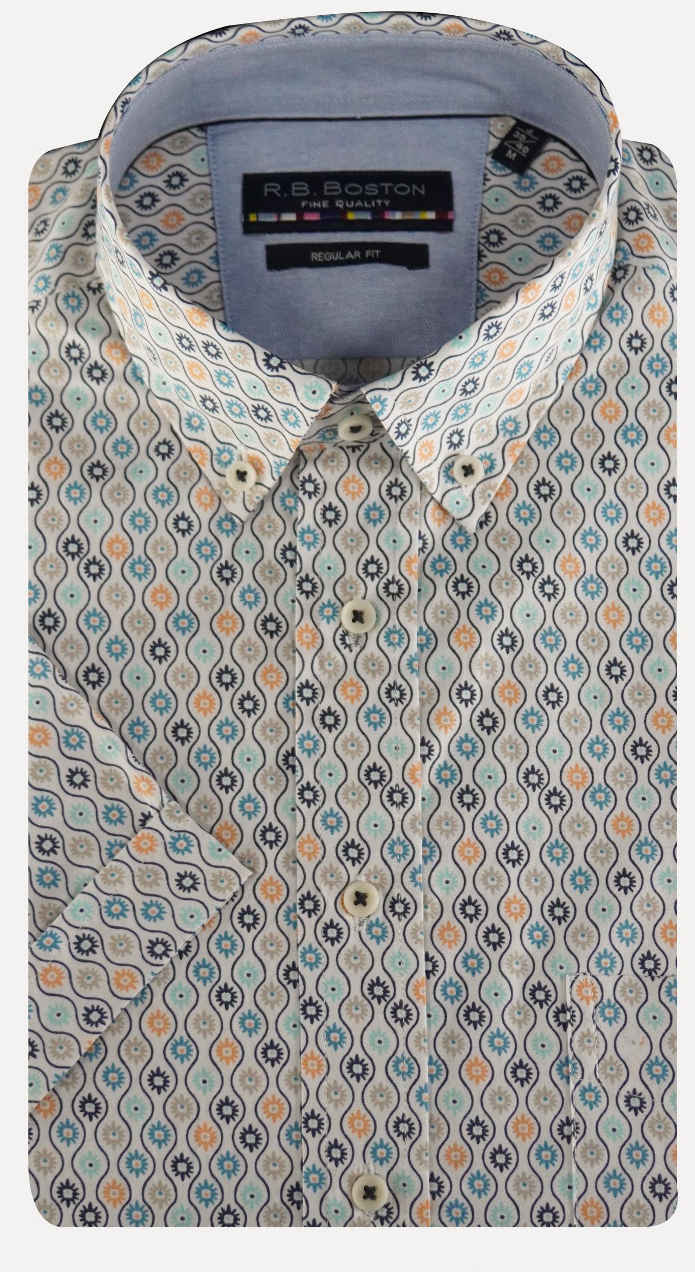 R.B. Boston Casual hemd korte mouw regular fit grafische print 516670/207