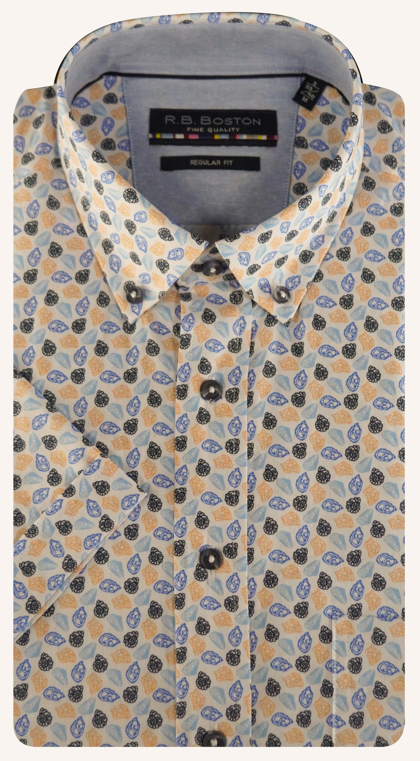 R.B. Boston Casual hemd korte mouw regular fit met print 516670/604