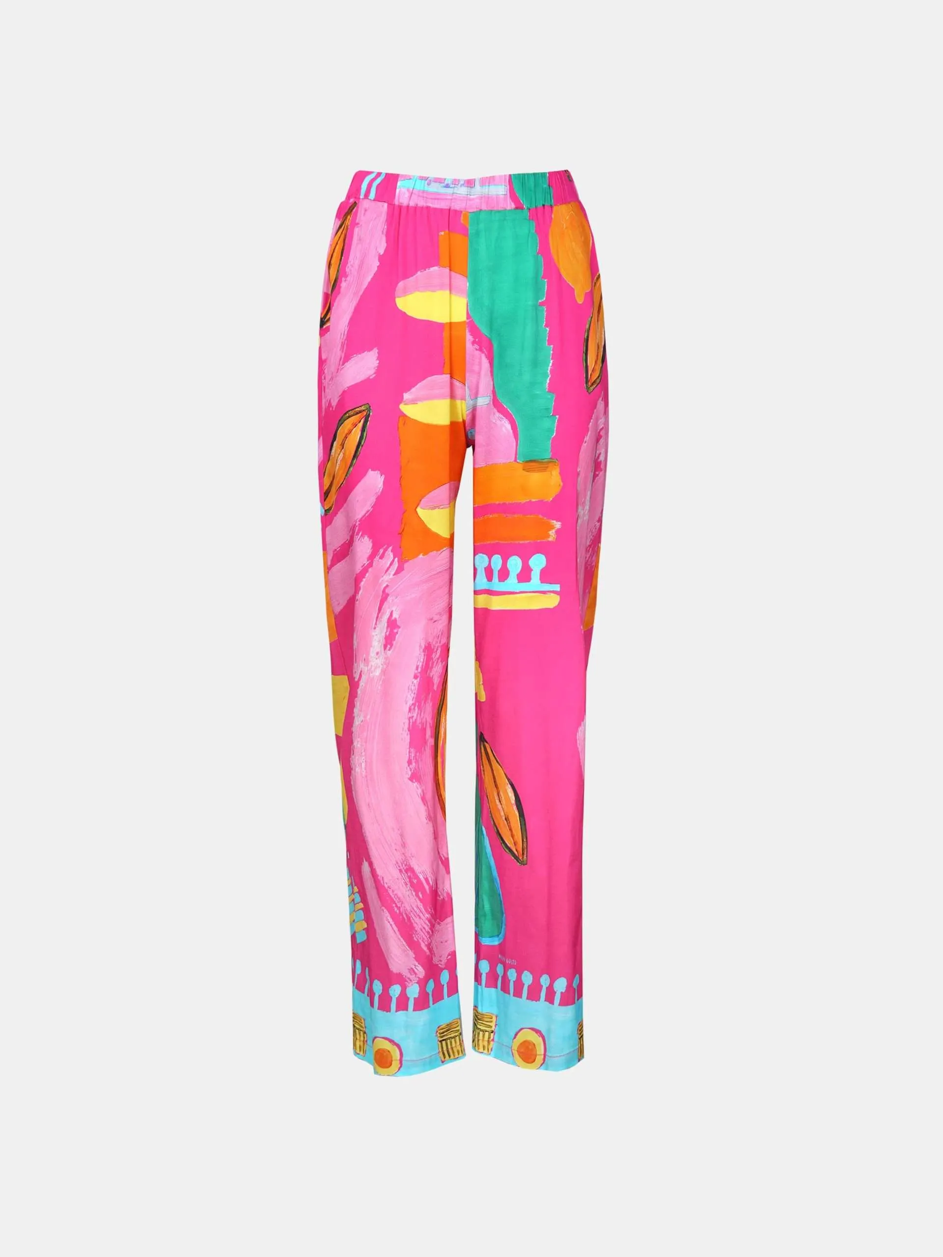 Mucho Gusto  broek firenze magenta geverfd print