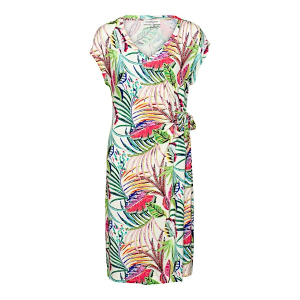 &Co Woman &co women jurk lizzy multi leaf ecru