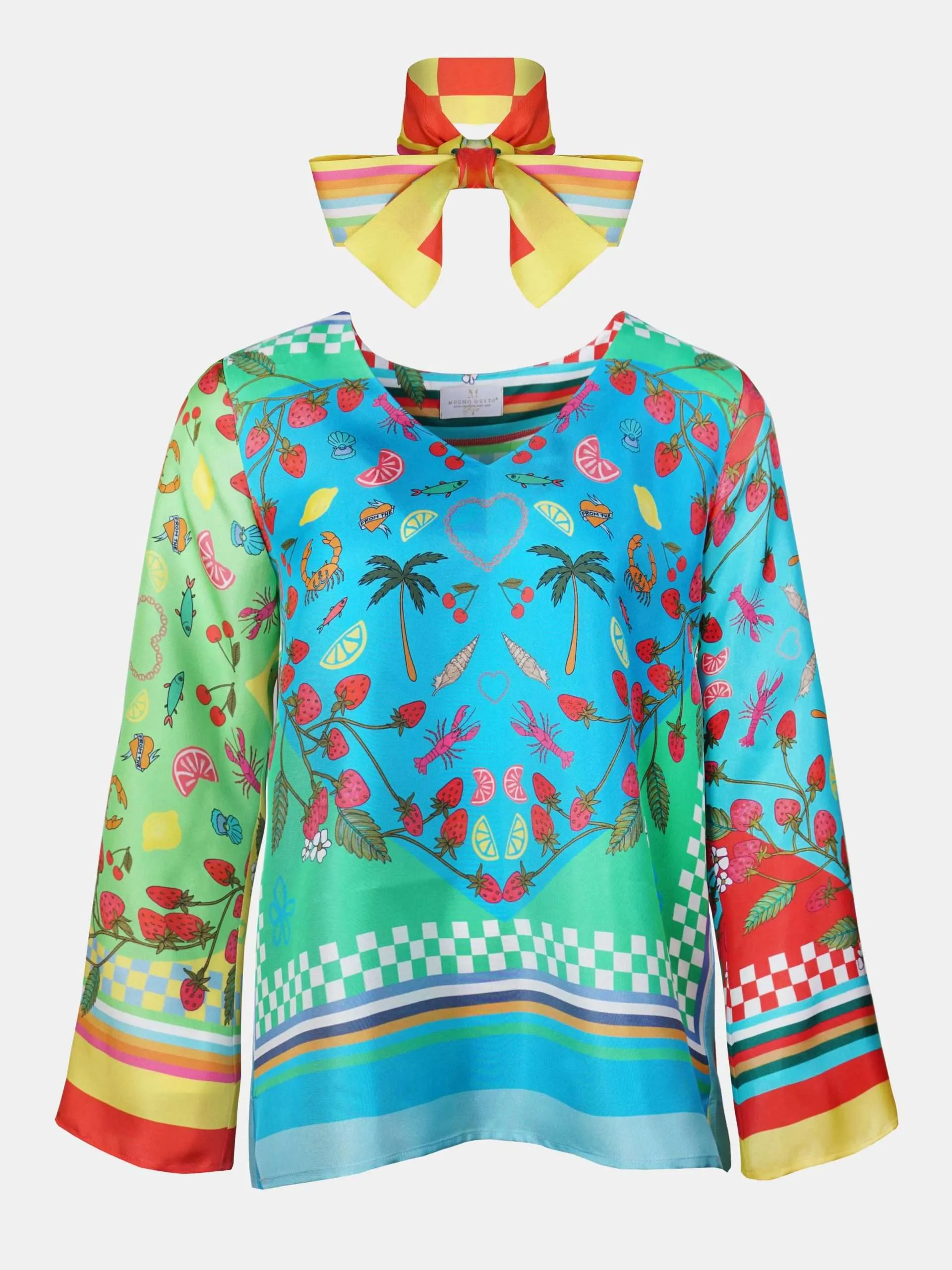 Mucho Gusto  blouse roma kleurrijke tropische patches print