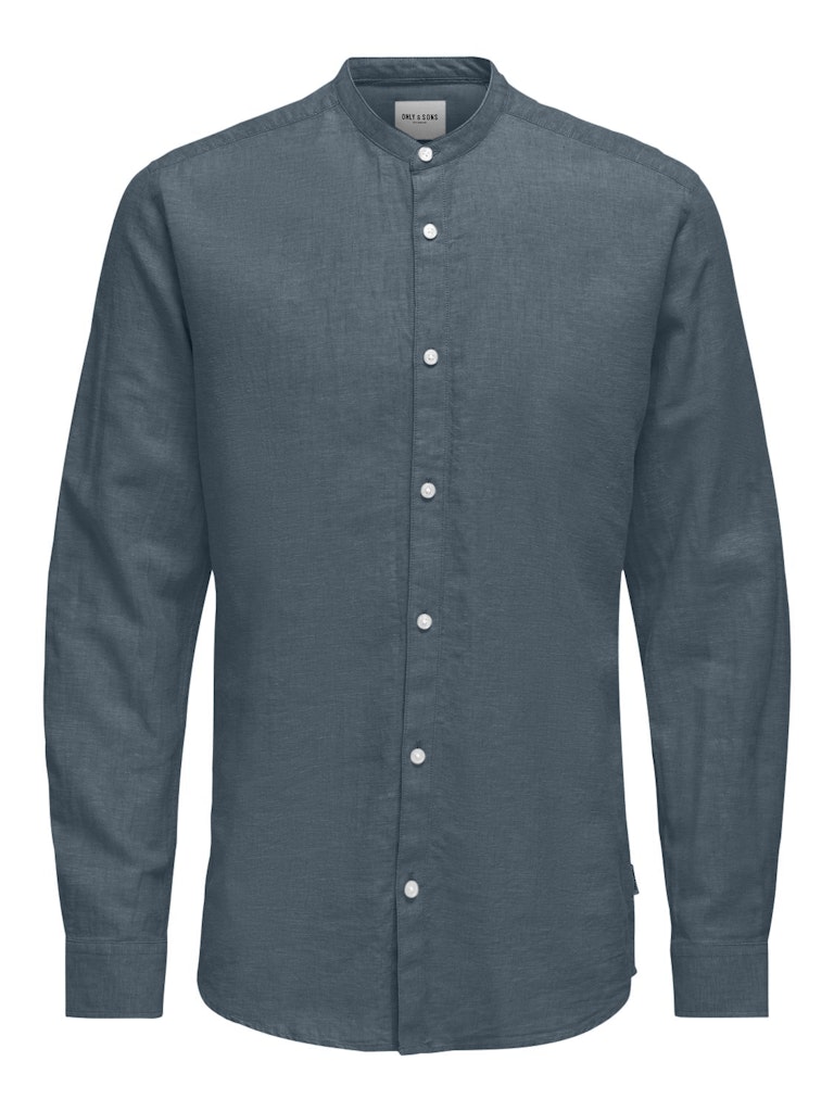 Only & Sons Onscaiden life ls solid linen mao n petrol