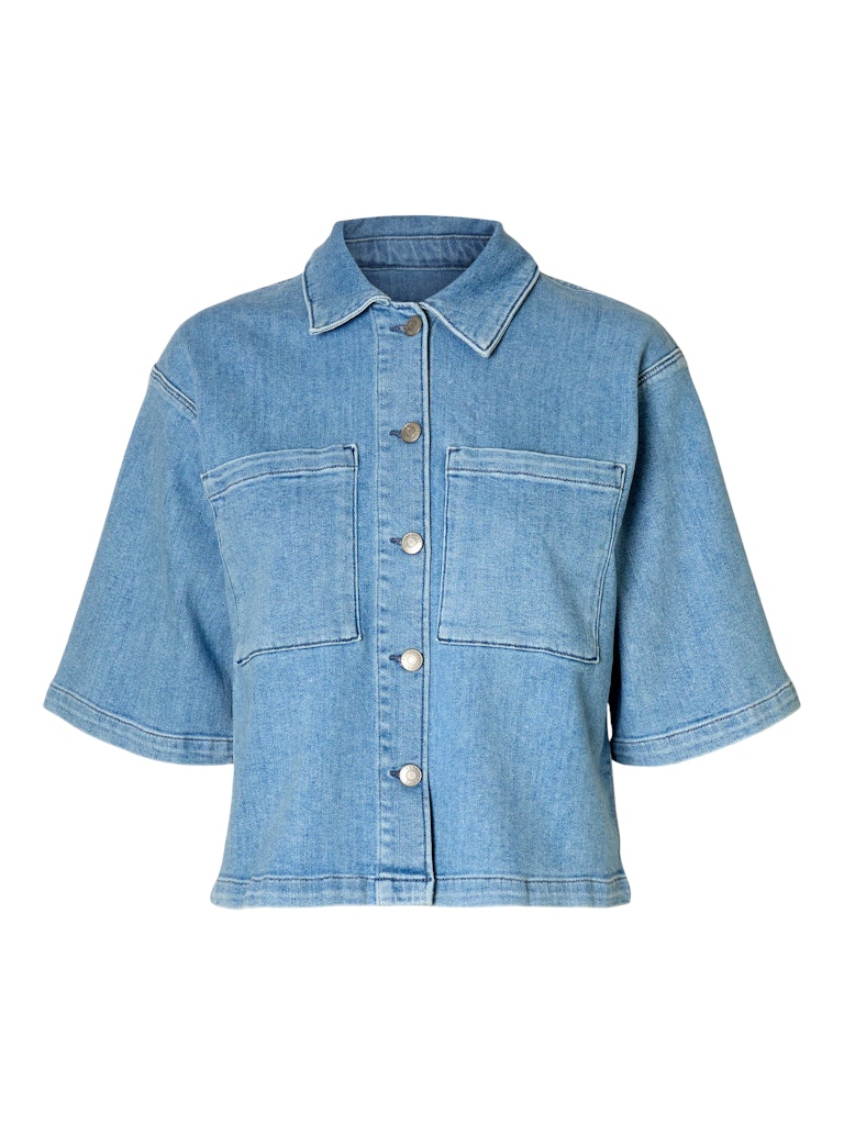 Selected Femme slfanya 2/4 short denim shirt 16097728 light blue denim