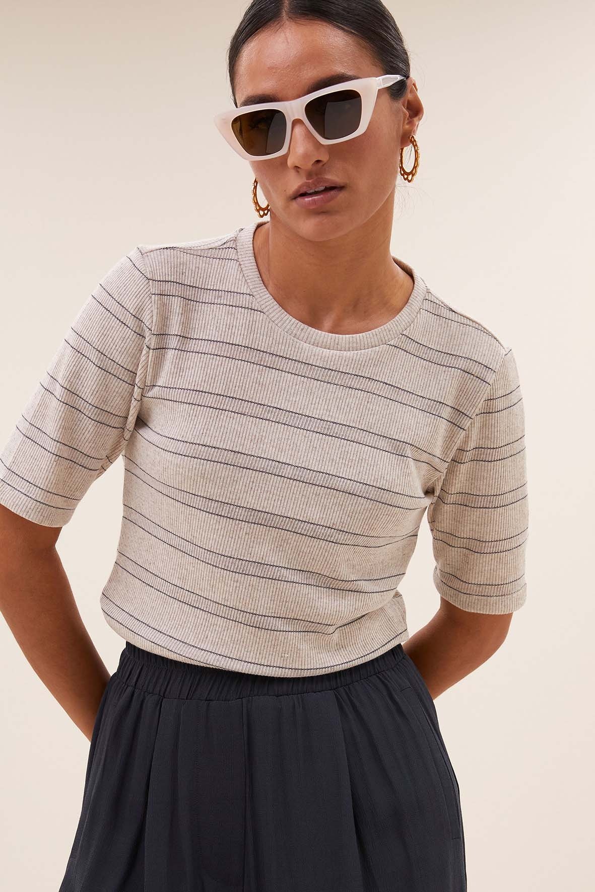 By-Bar Amsterdam 25511005 basic pearl stripe top