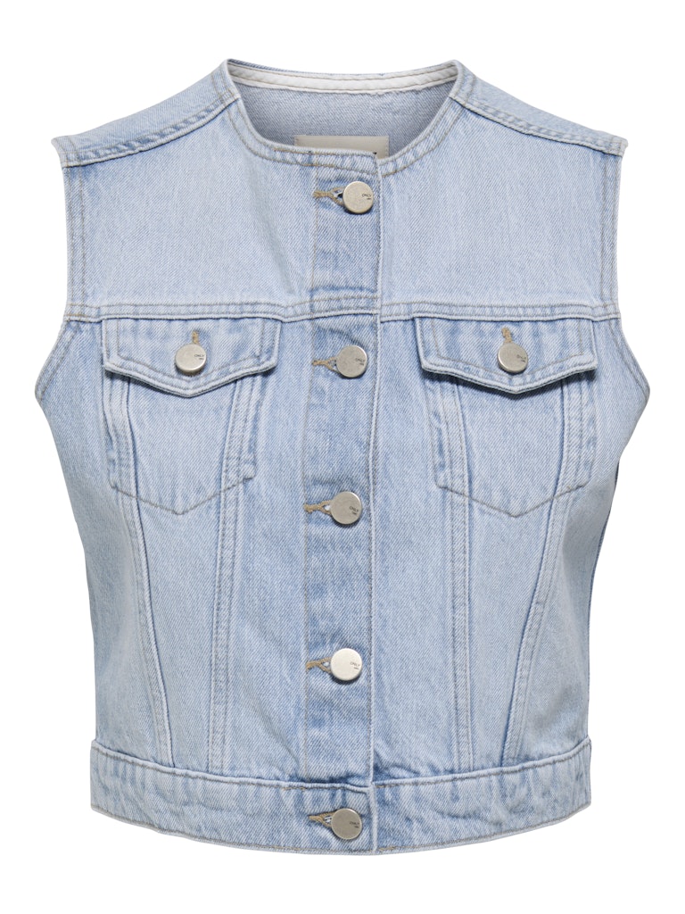 Only Onlfeliz dnm waistcoat round collar tai blue denim