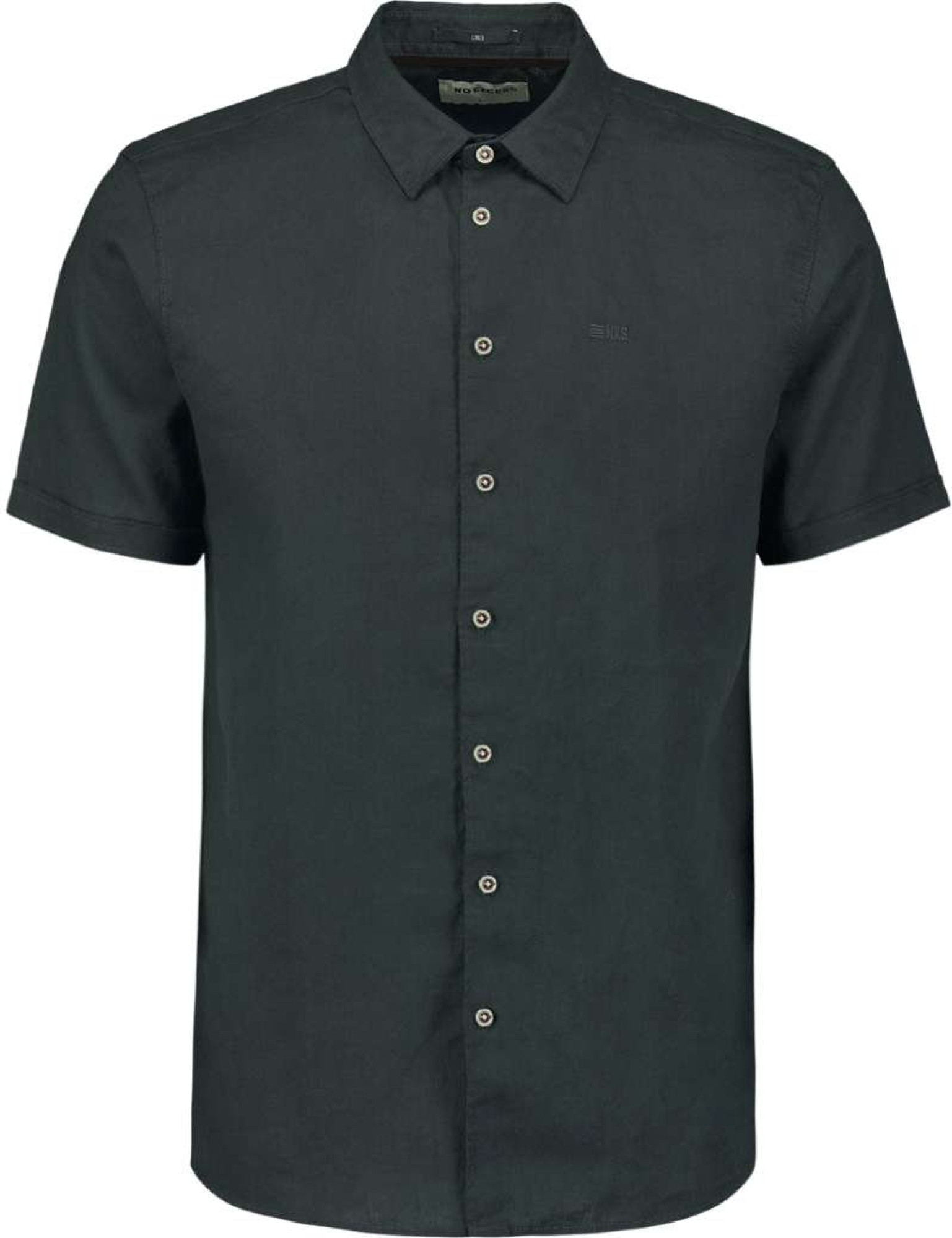 No Excess Shirt short sleeve solid with linen dark steel