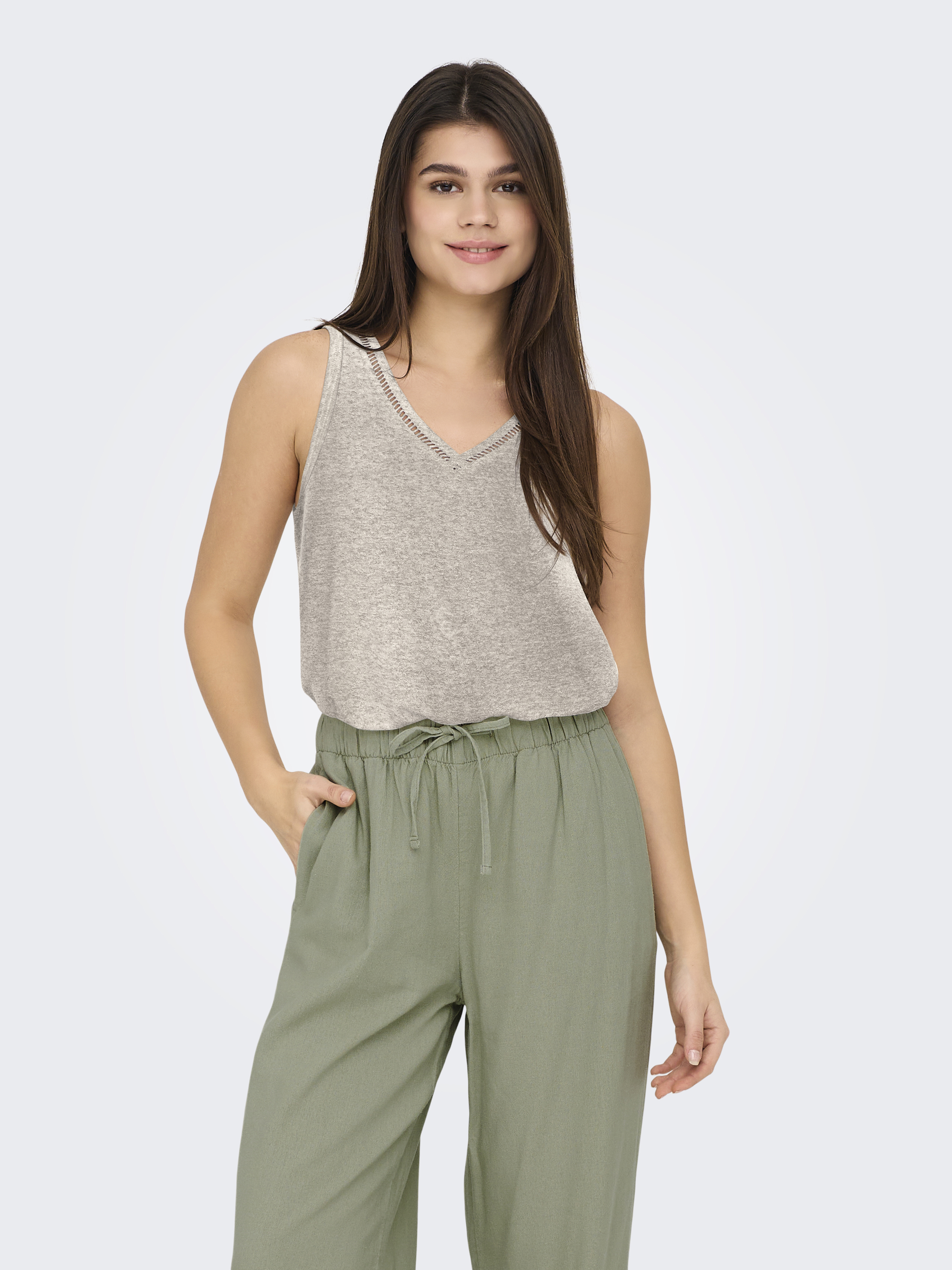 Only Onlpenny s/l v-neck top jrs noos