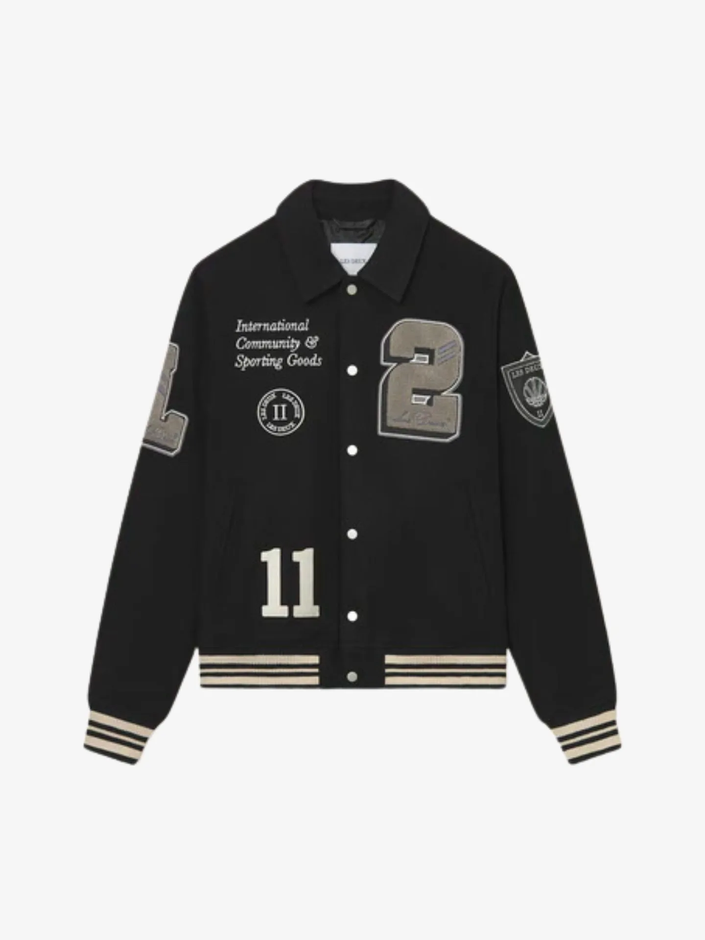 Les Deux Jongens jacket varsity wool zwart