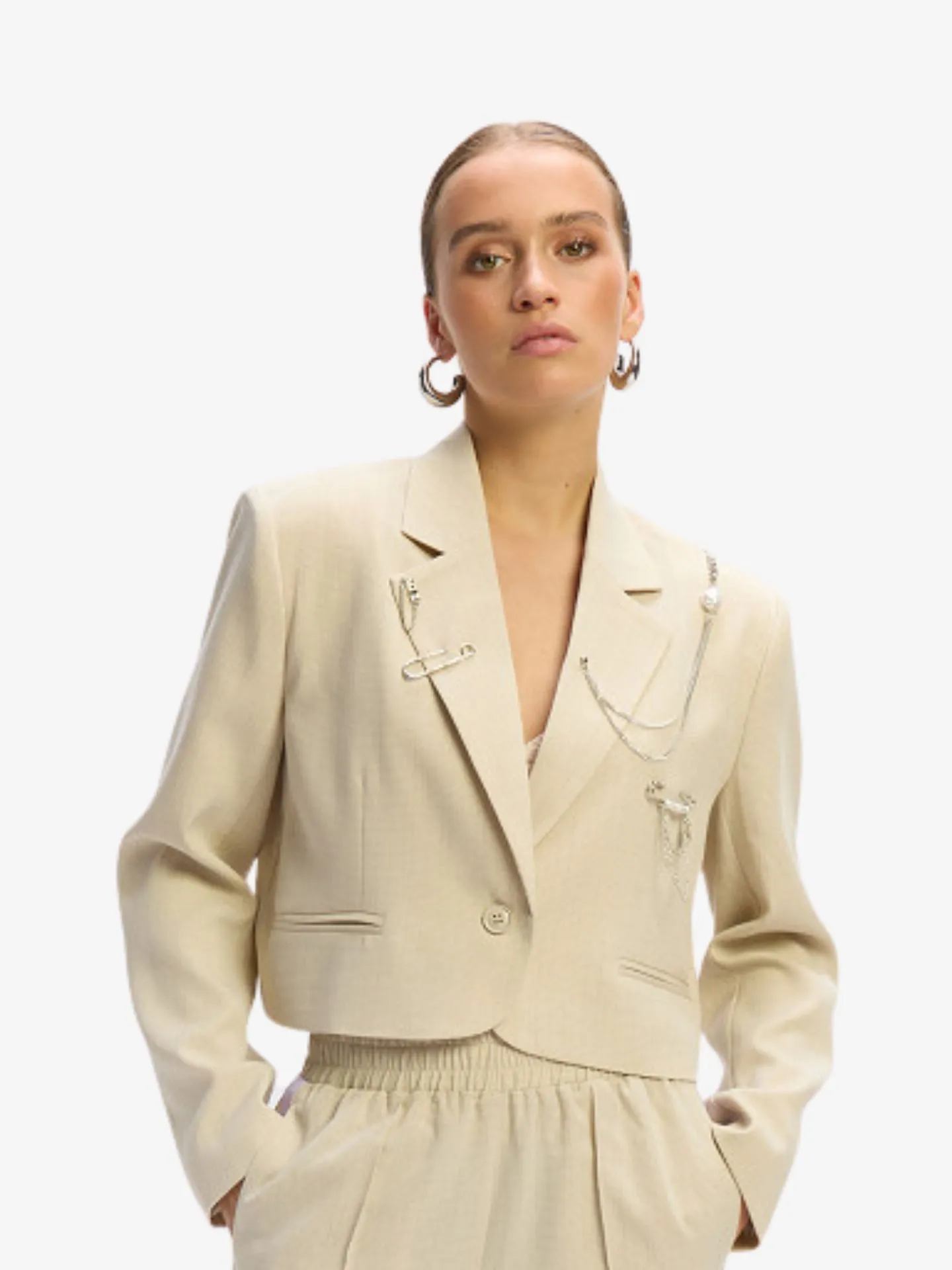 Refined Department Dames blazer niv cropped check