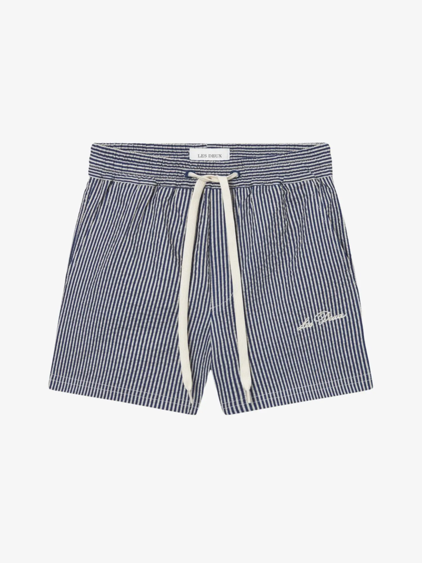 Les Deux Jongens zwembroek stan stripe seersucker light sand blueprint