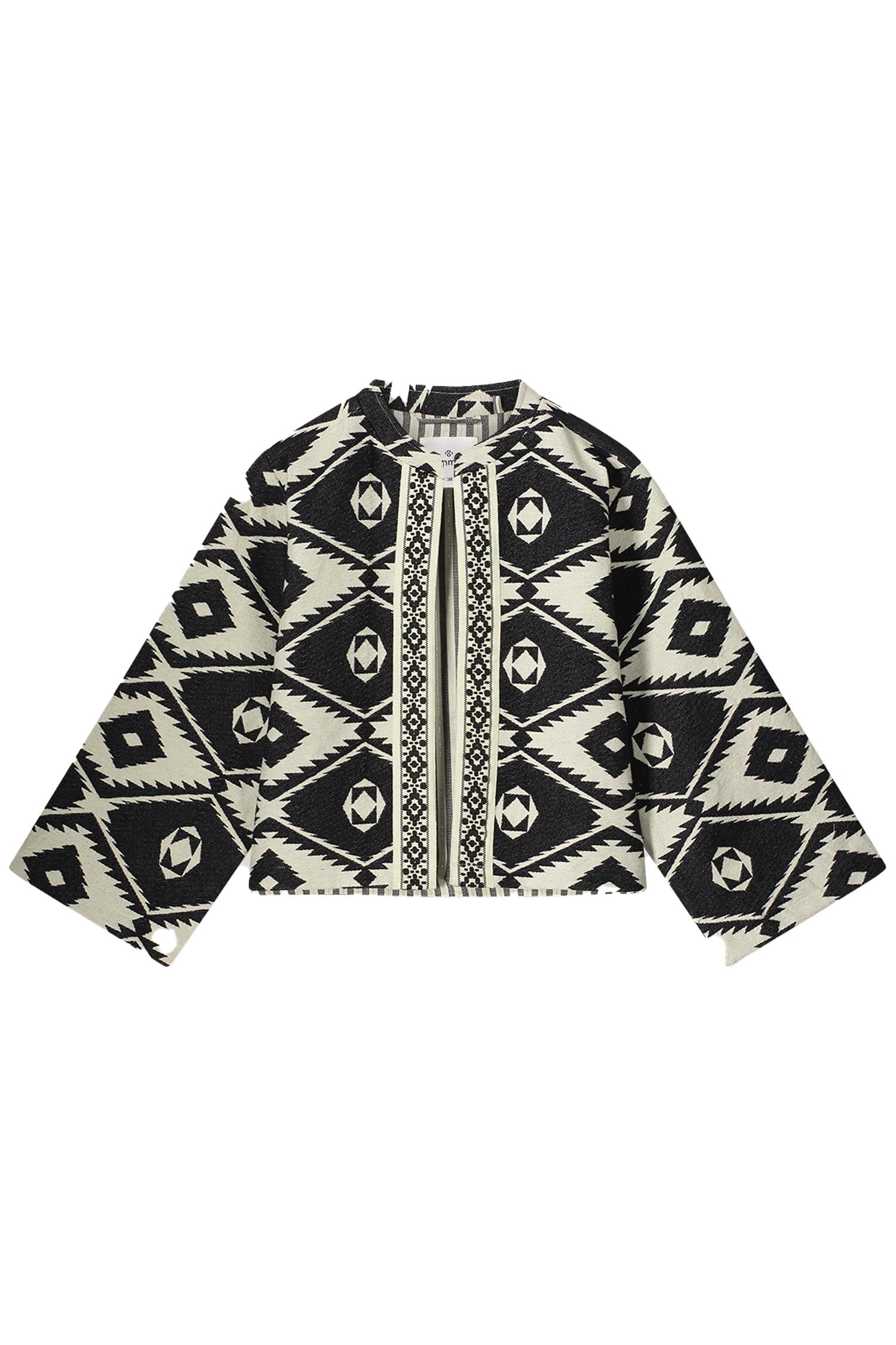 Summum 1s1176-12206 short round neck jacket geo az