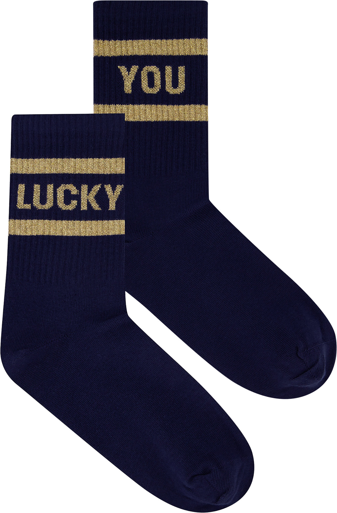 By-Bar Amsterdam Lucky sparkle navy socks gold