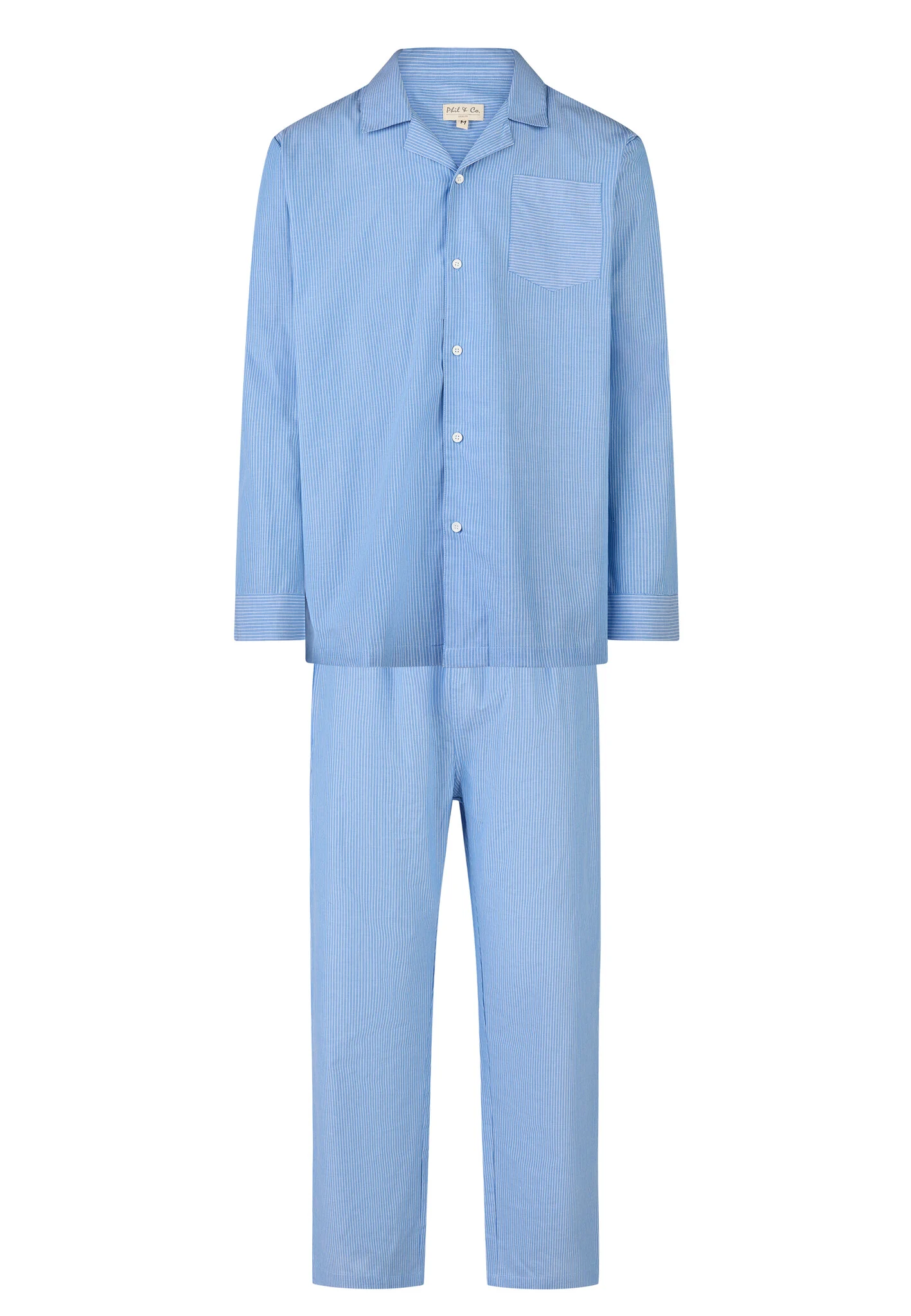 Phil & Co Heren pyjama set lang geweven katoen gestreept