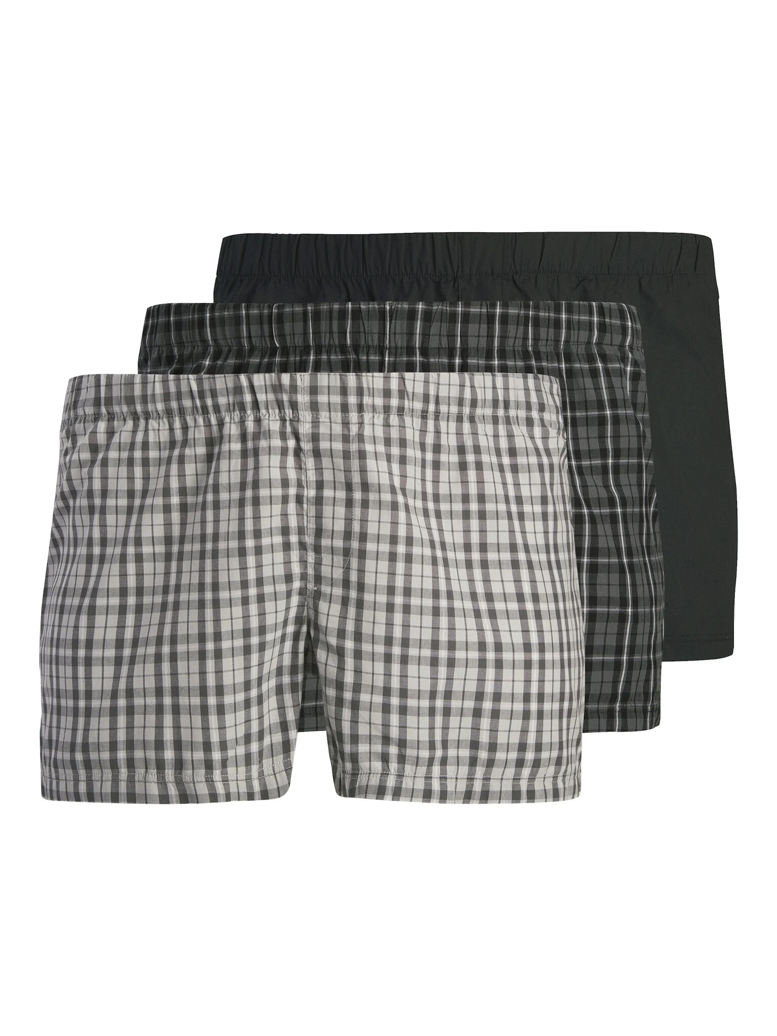Jack & Jones Heren wijde boxershorts geweven katoen jacmilano 3-pack zwart/grijs