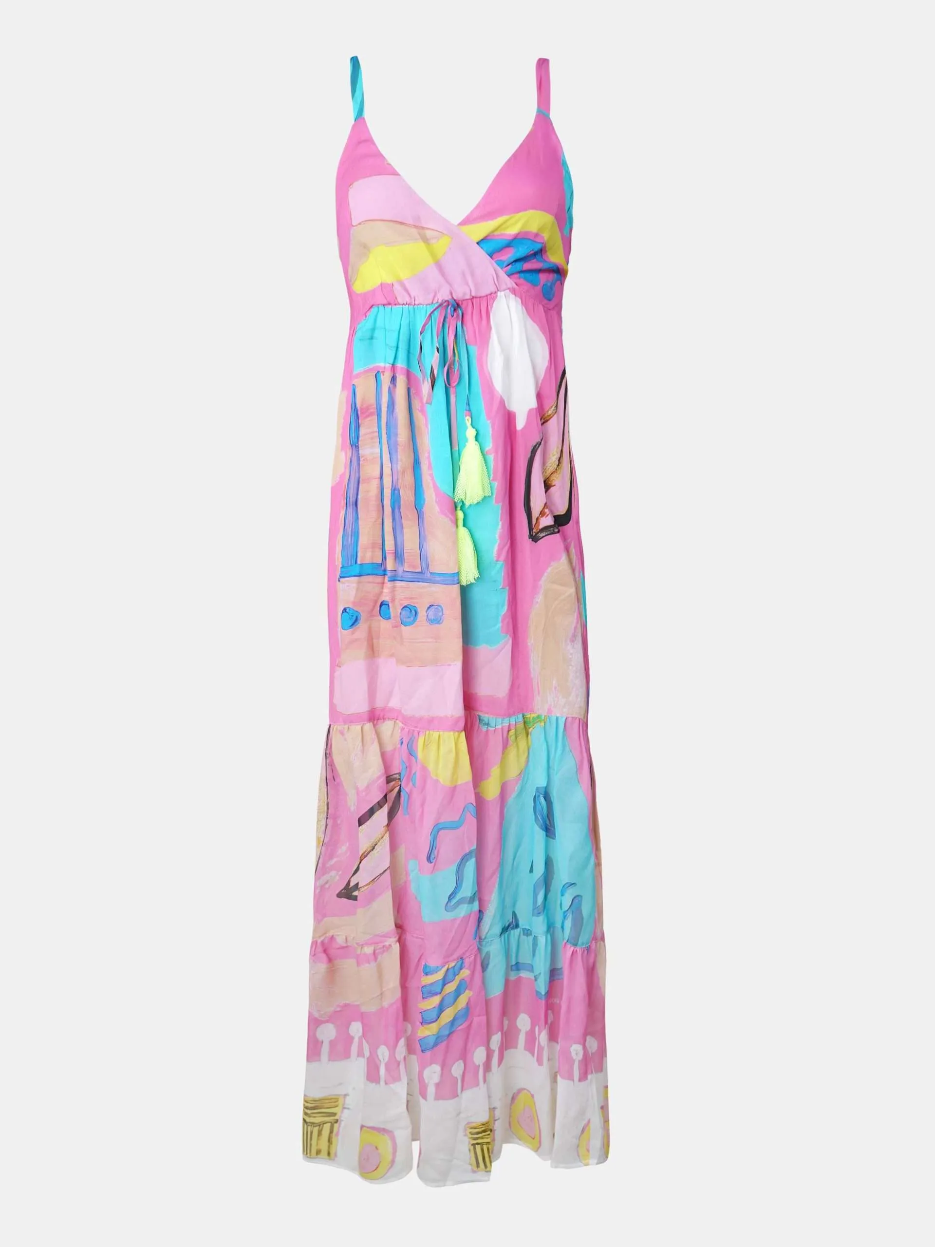 Mucho Gusto  jurk varese geverfd roze patchwork