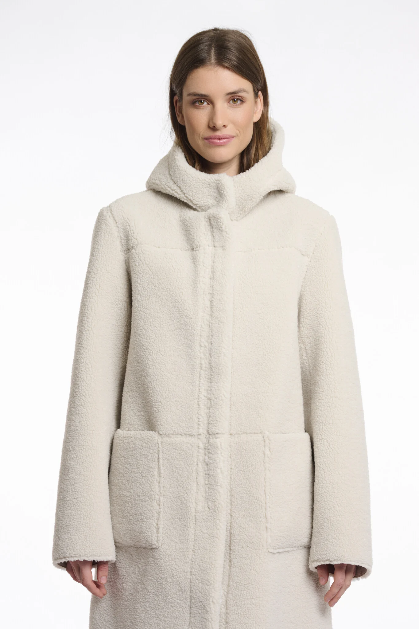 Rino & Pelle Alina.7002511 rino en pelle reversible hooded coat birch