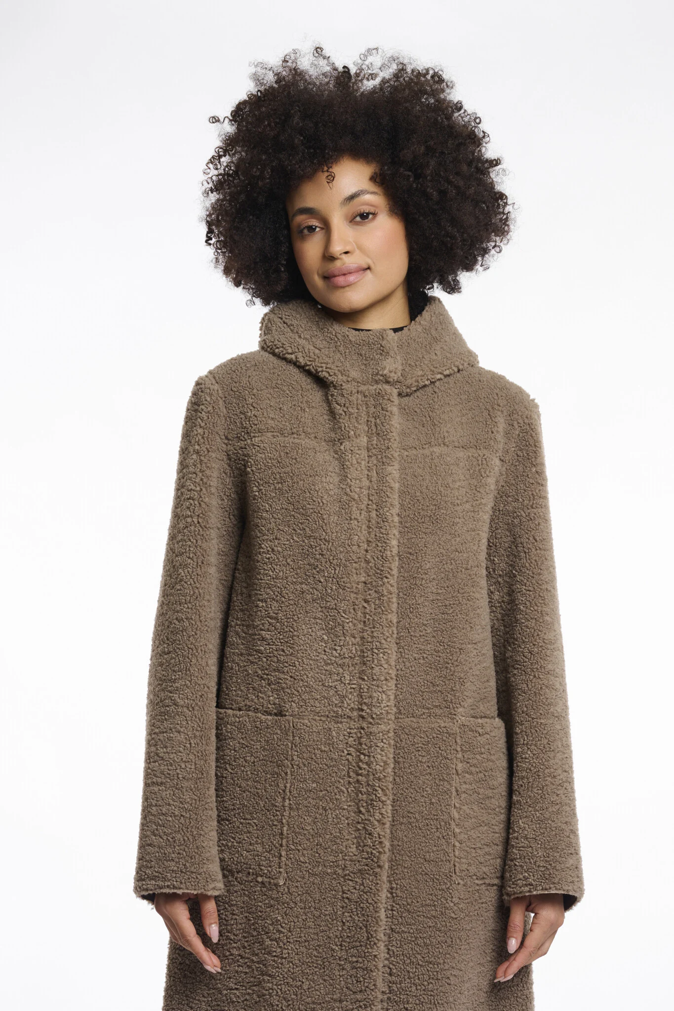 Rino & Pelle Alina.7002511 rino en pelle reversible hooded coat toffee