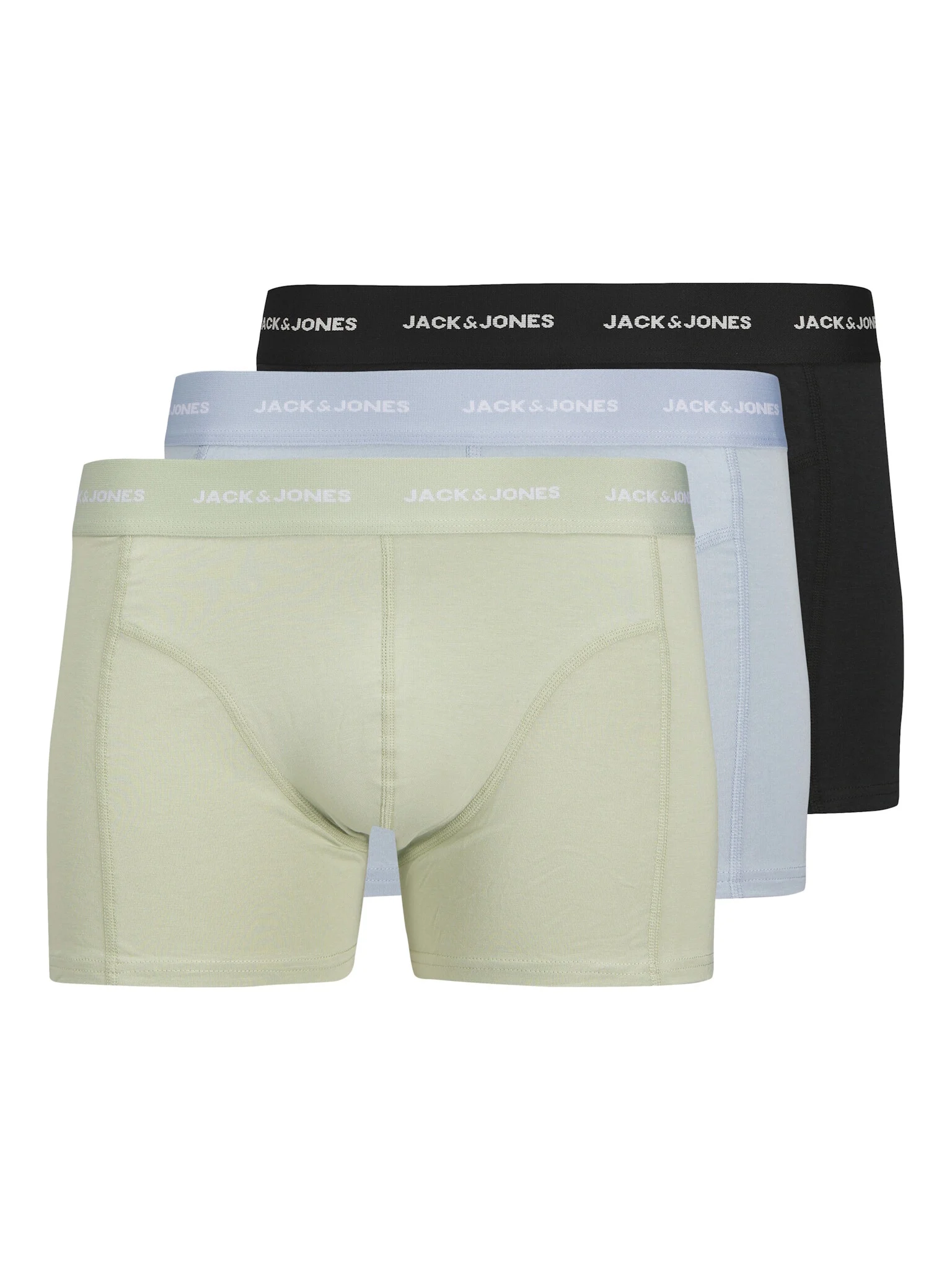 Jack & Jones Heren boxershorts trunks jactom bamboe 3-pack zwart/lichtblauw/lichtgroen