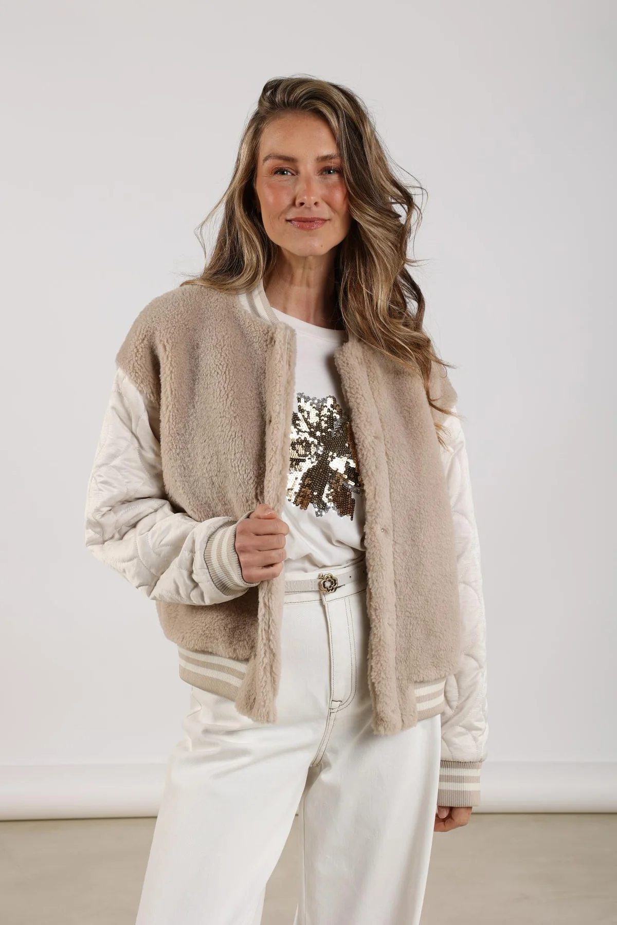 Nukus Nkf13050 124 bianca jacket sand/offwhite