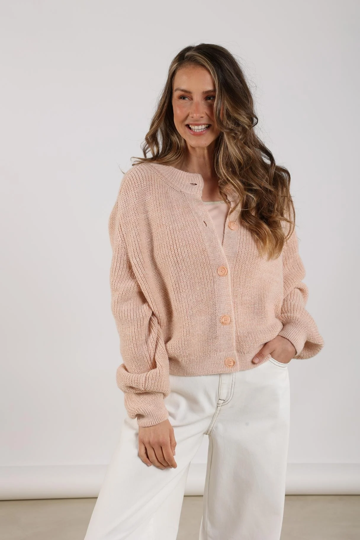 Nukus Nkf05009 266 jess cardigan lurex dusty pink